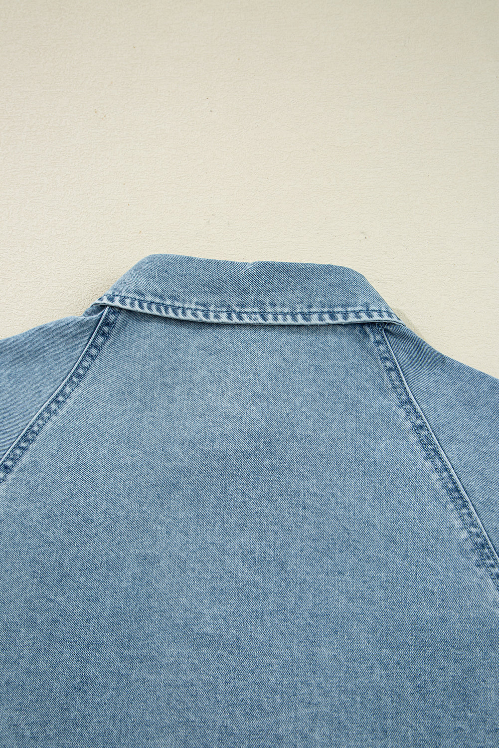 Smocked Cuffs Flared Denim Shirt Mini Dress - eAura