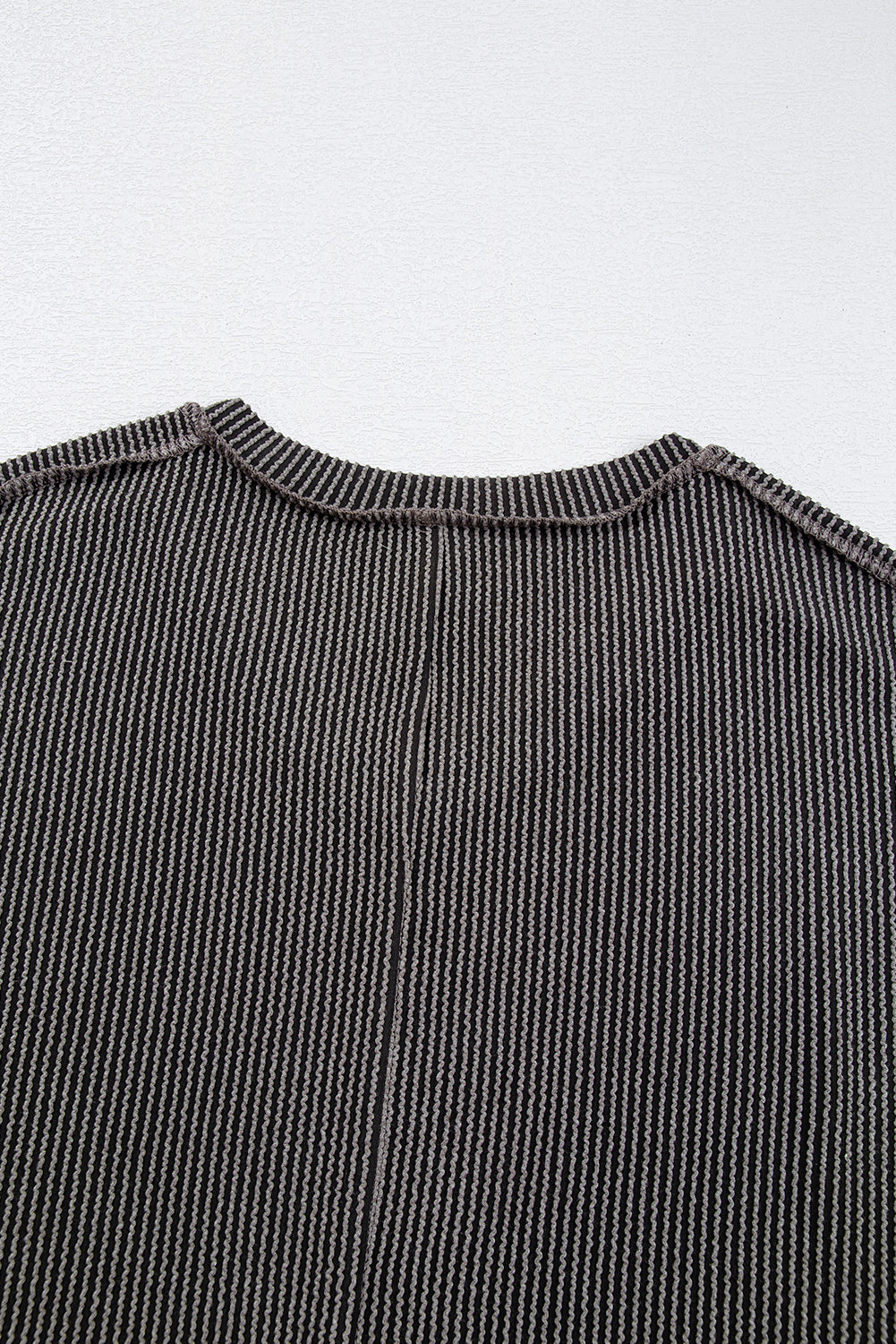 Carbon Grey Ribbed V Neck Plus Size T Shirt Dress with Pockets BB Fashion Outlet