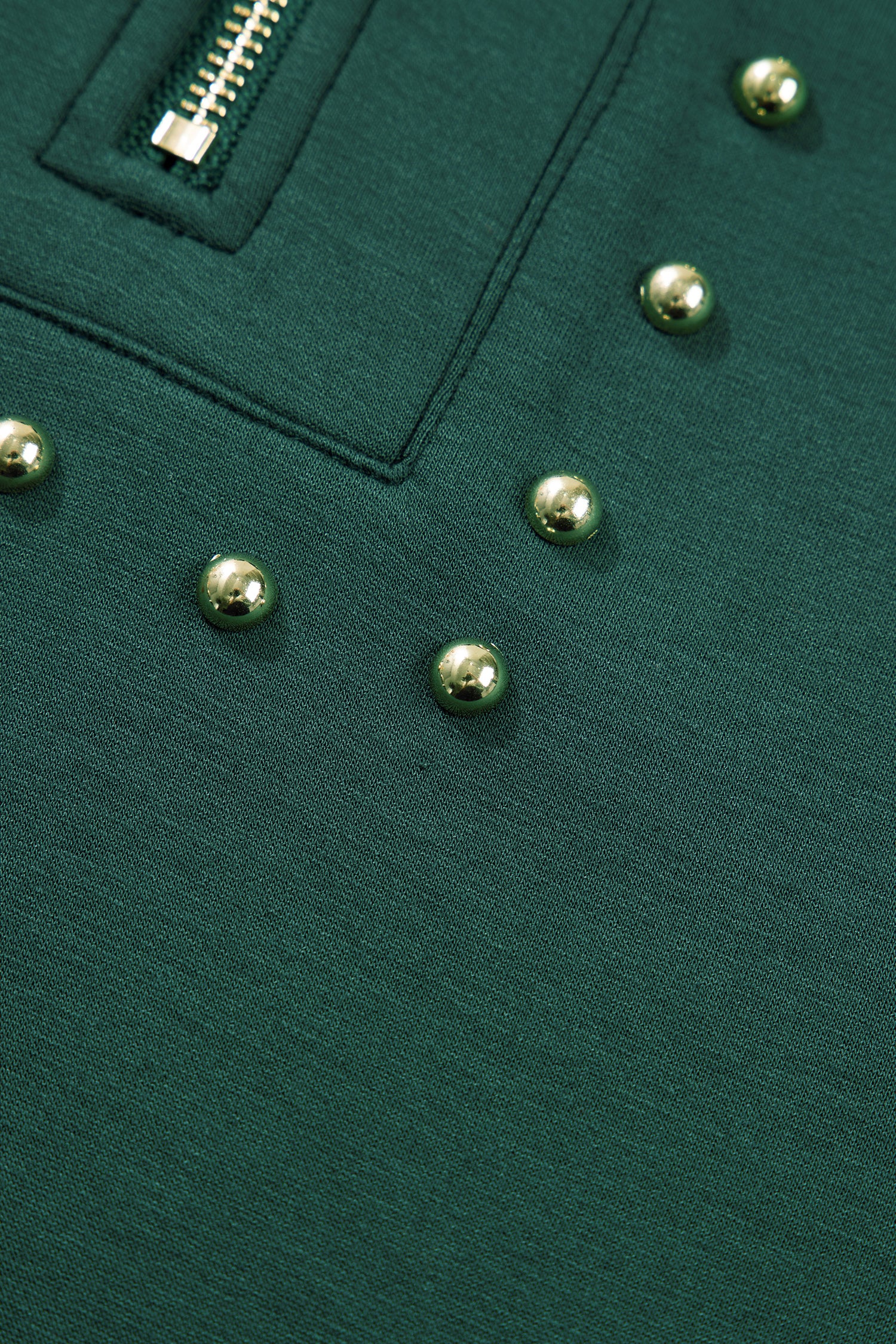 Plus Size Studded Zip-Up T-Shirt Dress with Pockets – Green
