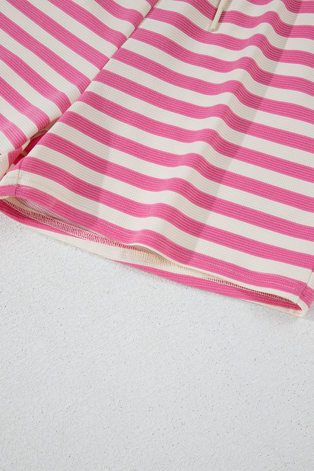 Rose Stripe Crew Neck T Shirt and Drawstring Shorts Set eAura