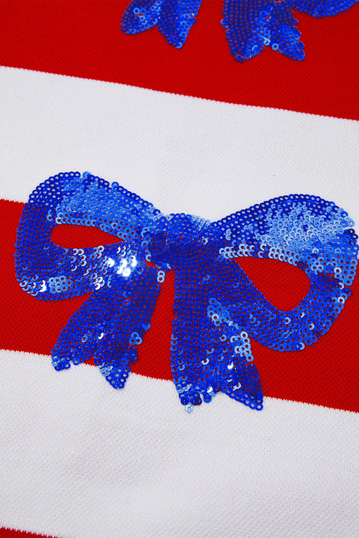 Sequin Bow Patriotic Half Sleeve Top – Red Stripe