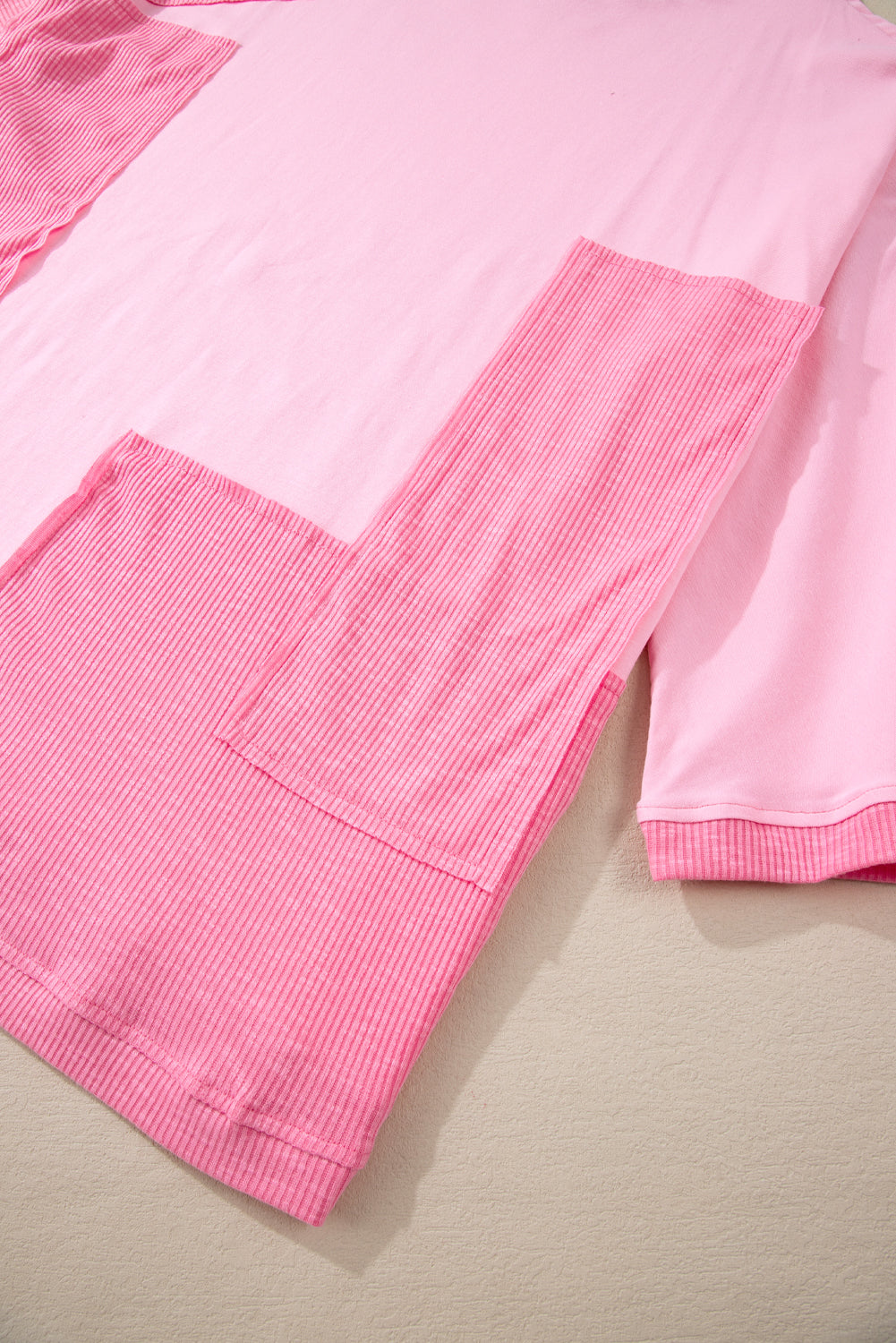 Bonbon Oversized Patched High Low Bracelet Sleeve Plus Size T Shirt BB Fashion Outlet