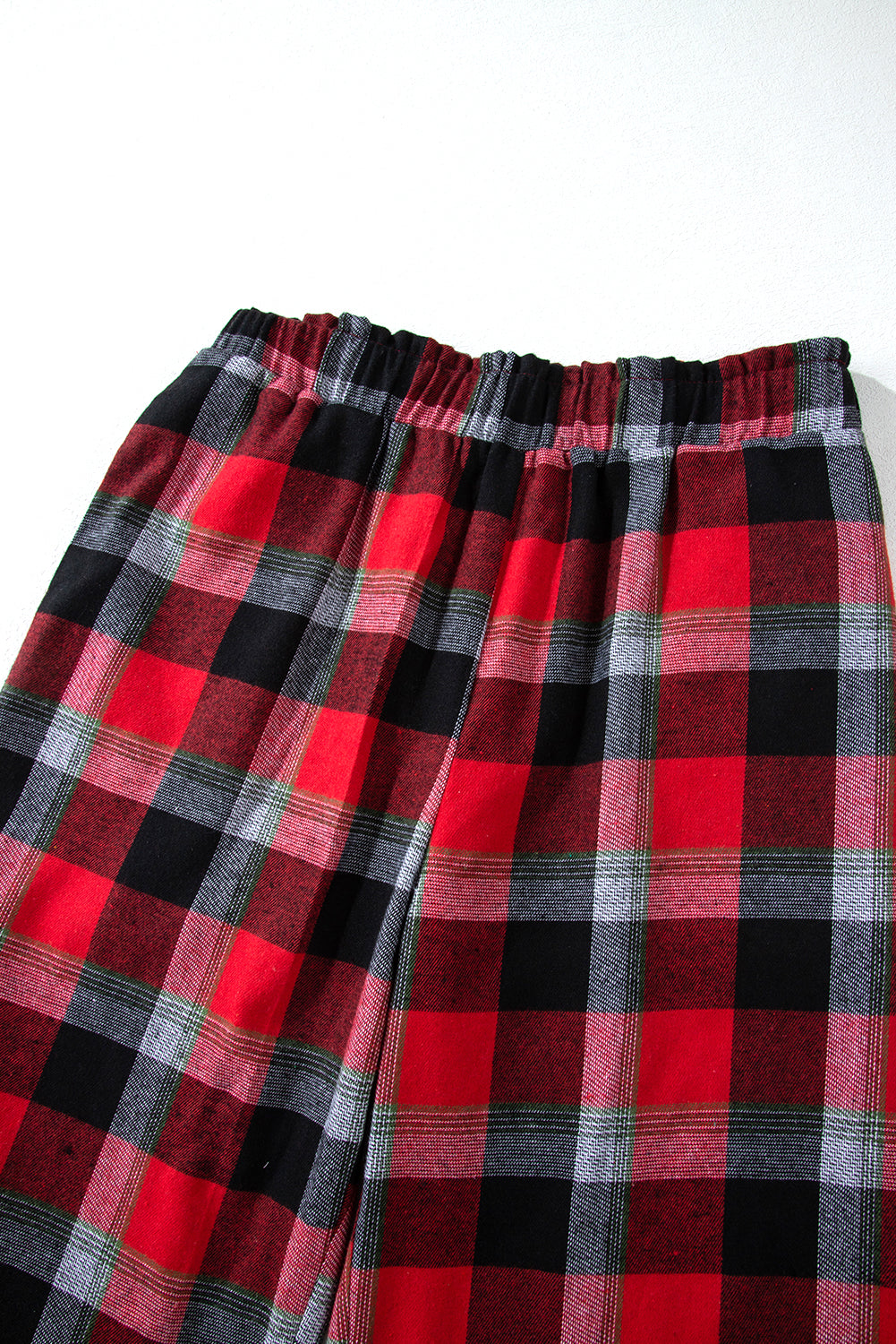 Red Christmas Checkered Pattern Loose Shirt and Pants Pyjama Set - eAura