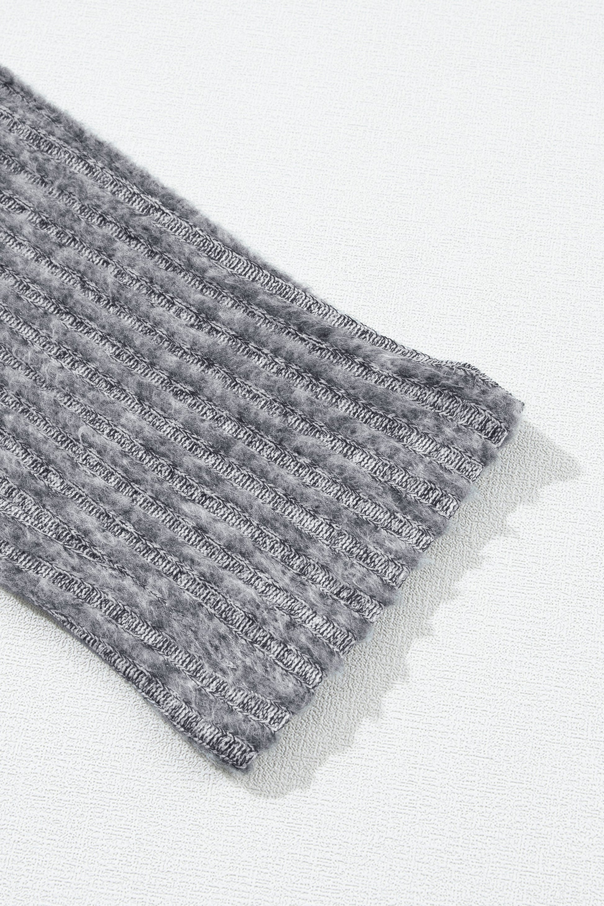 Grey Wide Waistband Ribbed Textured Knit Leggings Beagle Boutique Fashion Outlet