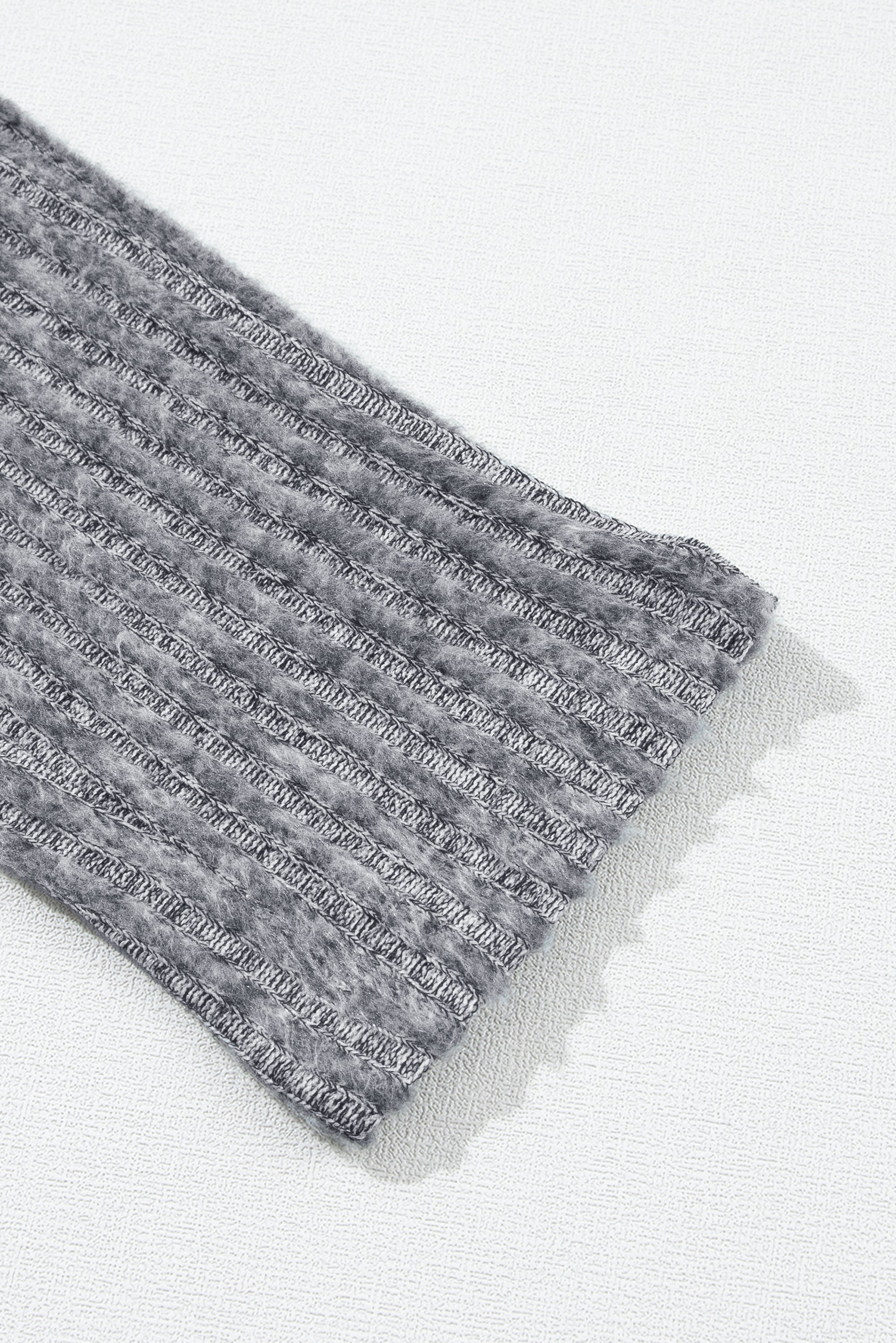 Grey Wide Waistband Ribbed Textured Knit Leggings Beagle Boutique Fashion Outlet