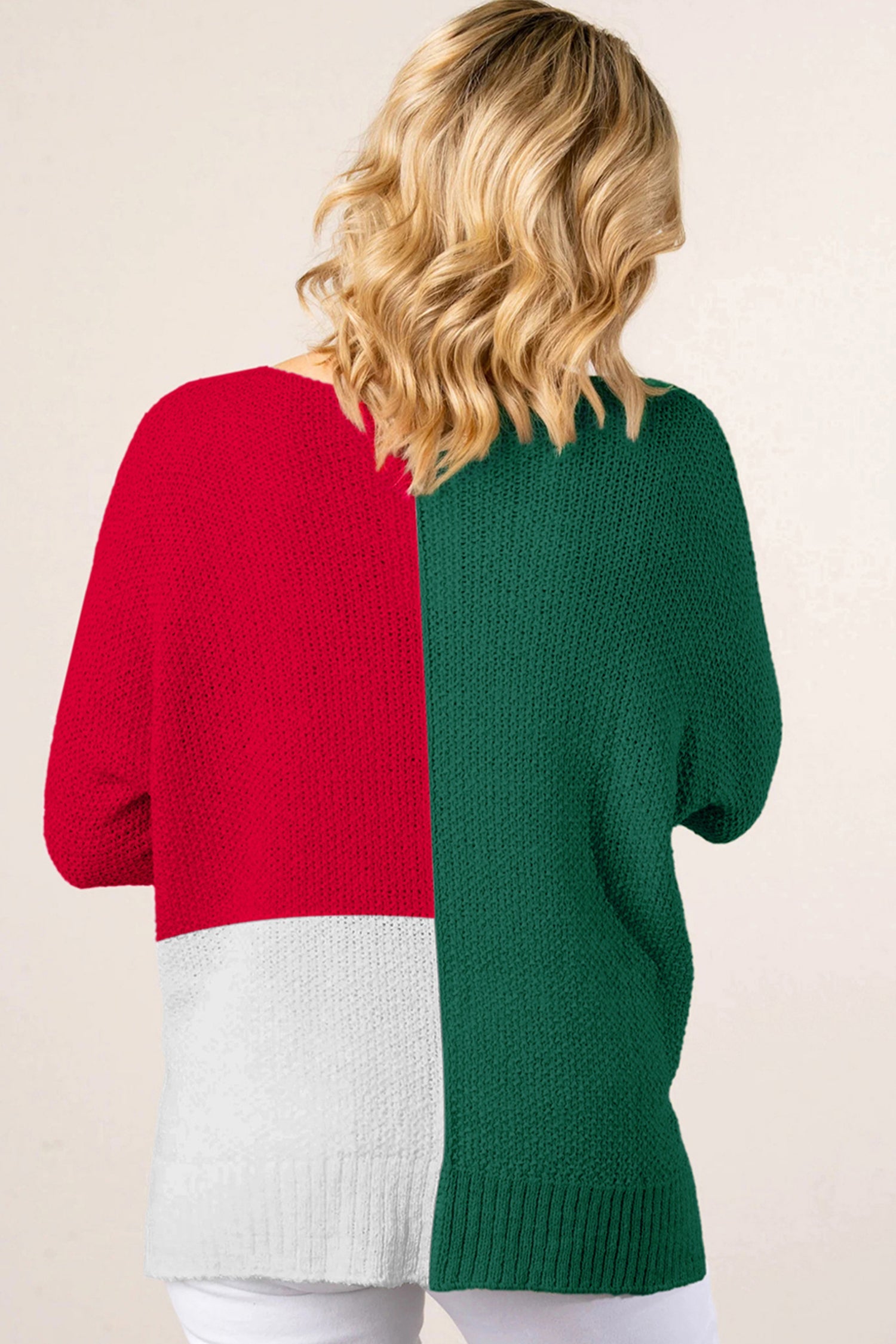 Colour Block Knit V-Neck Sweater - eAura