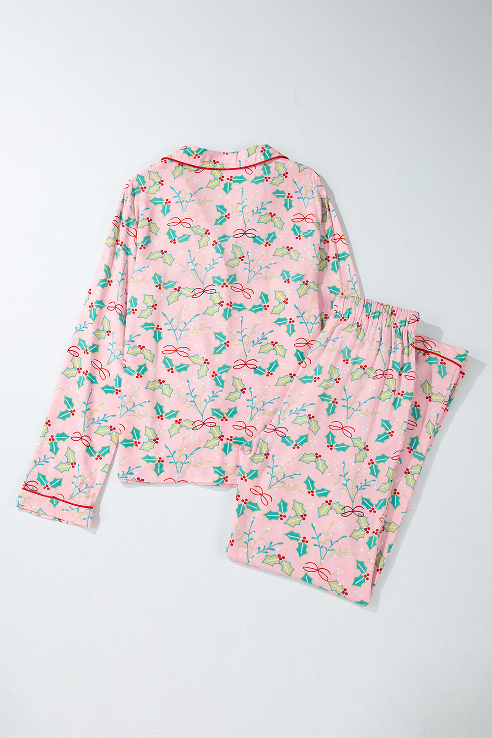 Multicolour Floral Holly Print Christmas Pyjama Set eAura