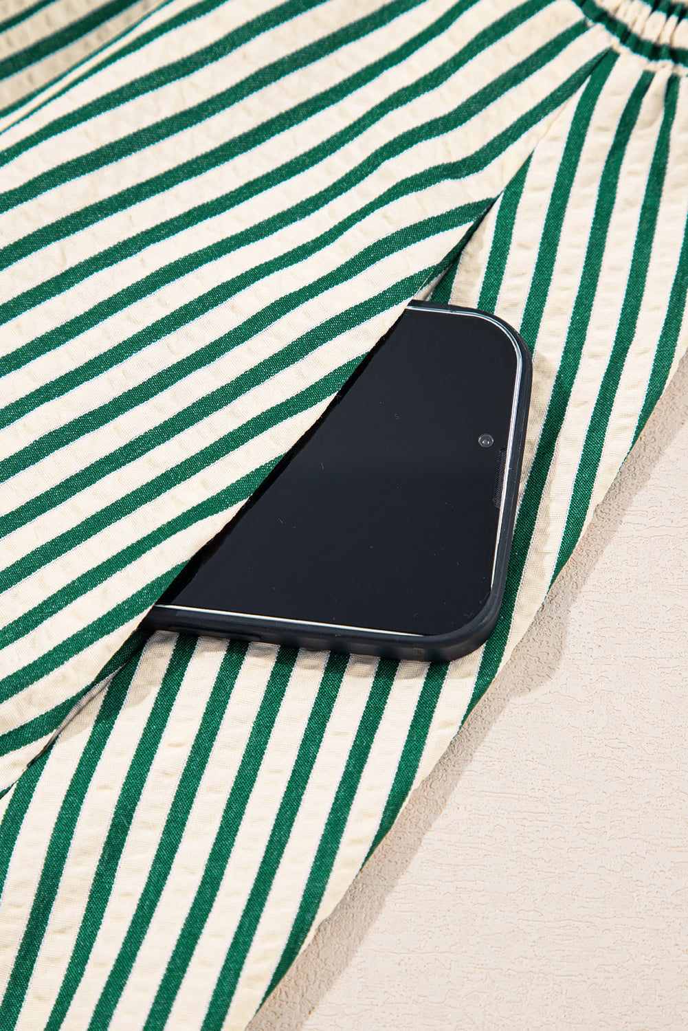 Striped V-Neck Zip Front Midi Dress - eAura