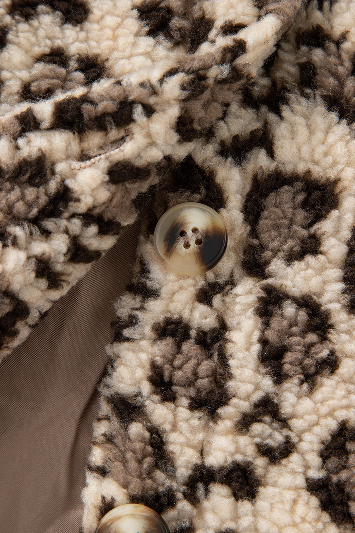 Brown Sherpa Leopard Print Flap Pocket Collared Button Up Jacket - eAura