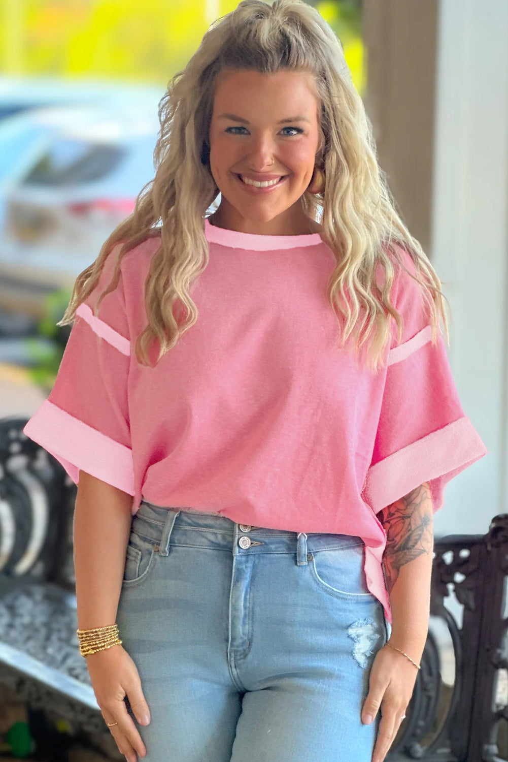 Patchwork Half Sleeve Plus Size T-Shirt BB Fashion Outlet