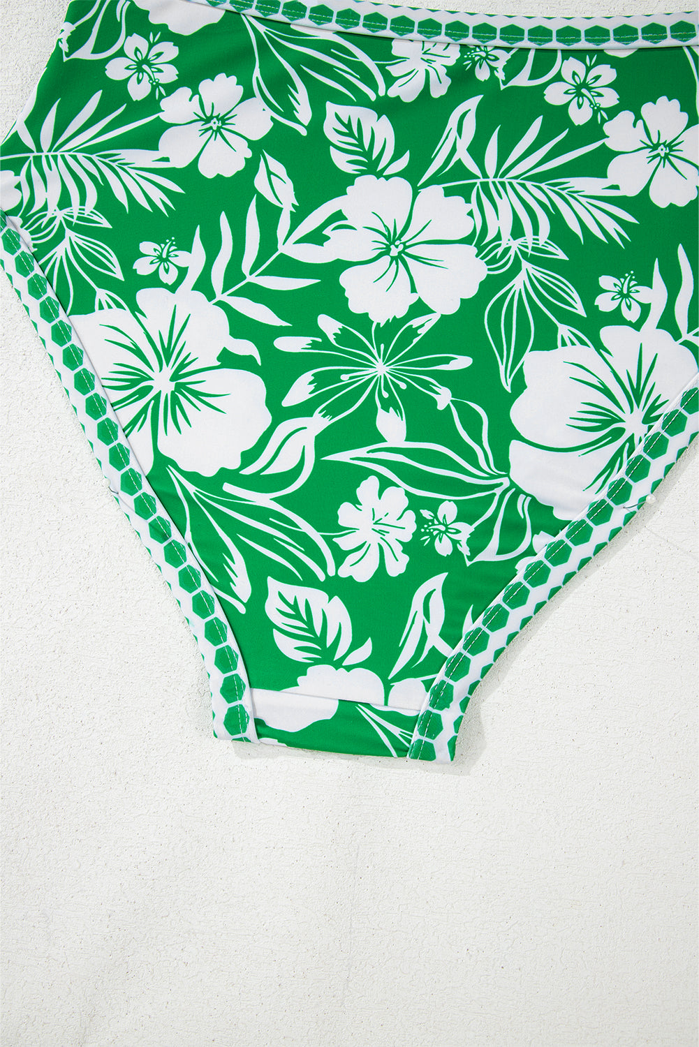 Green Floral Print One Shoulder High Waist Bikini Set eAura