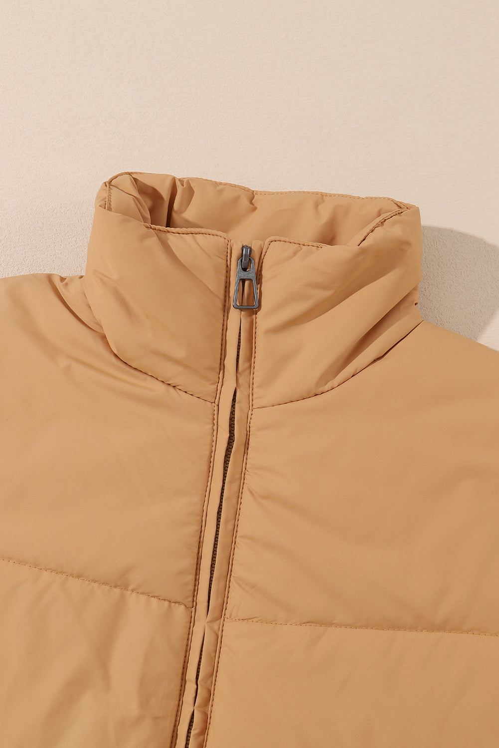 Zip-Up Puffer Jacket With Pockets - eAura