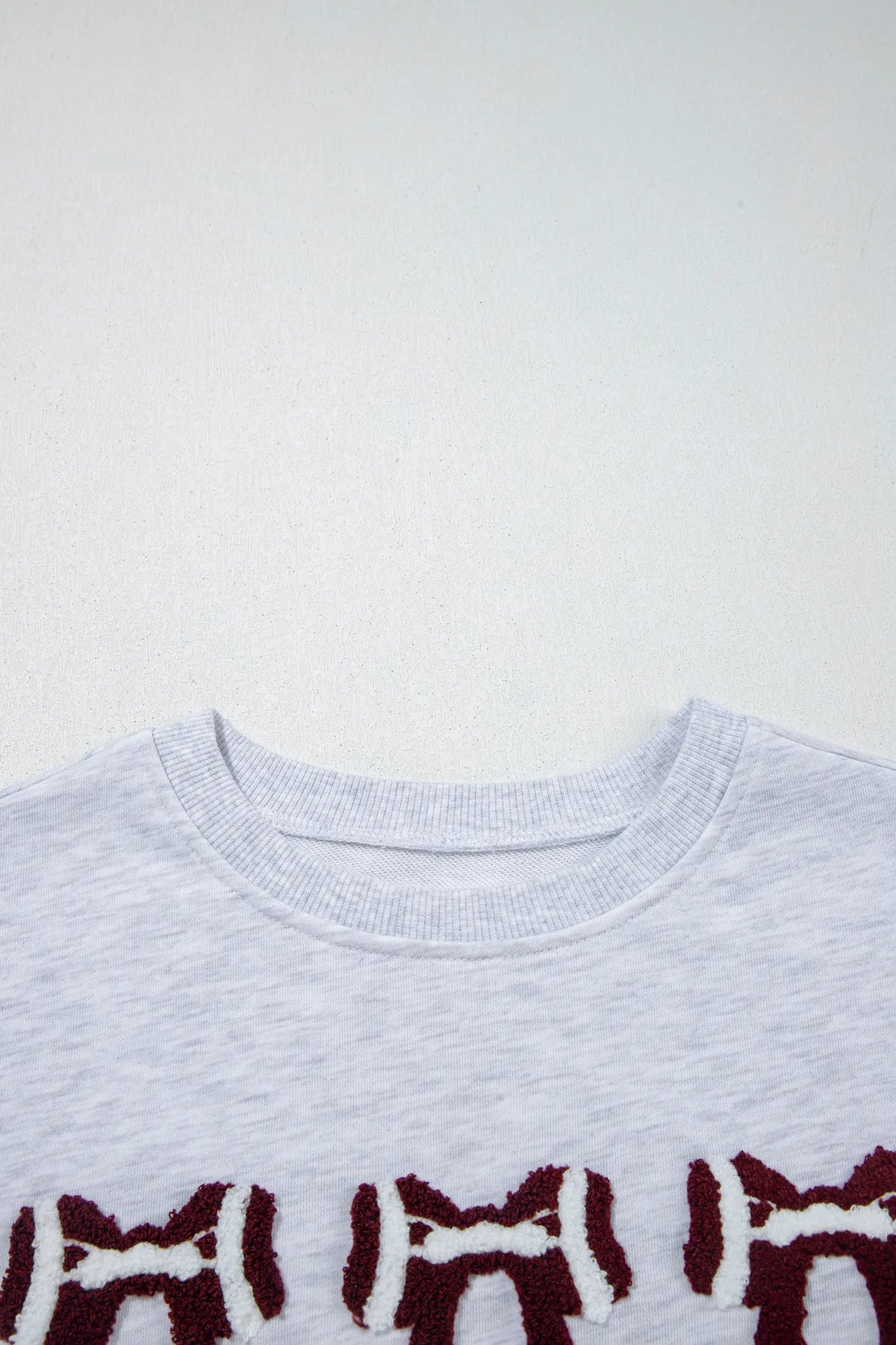 Chenille Embroidered Rugby Bow Game Day Oversized Sweatshirt – Grey