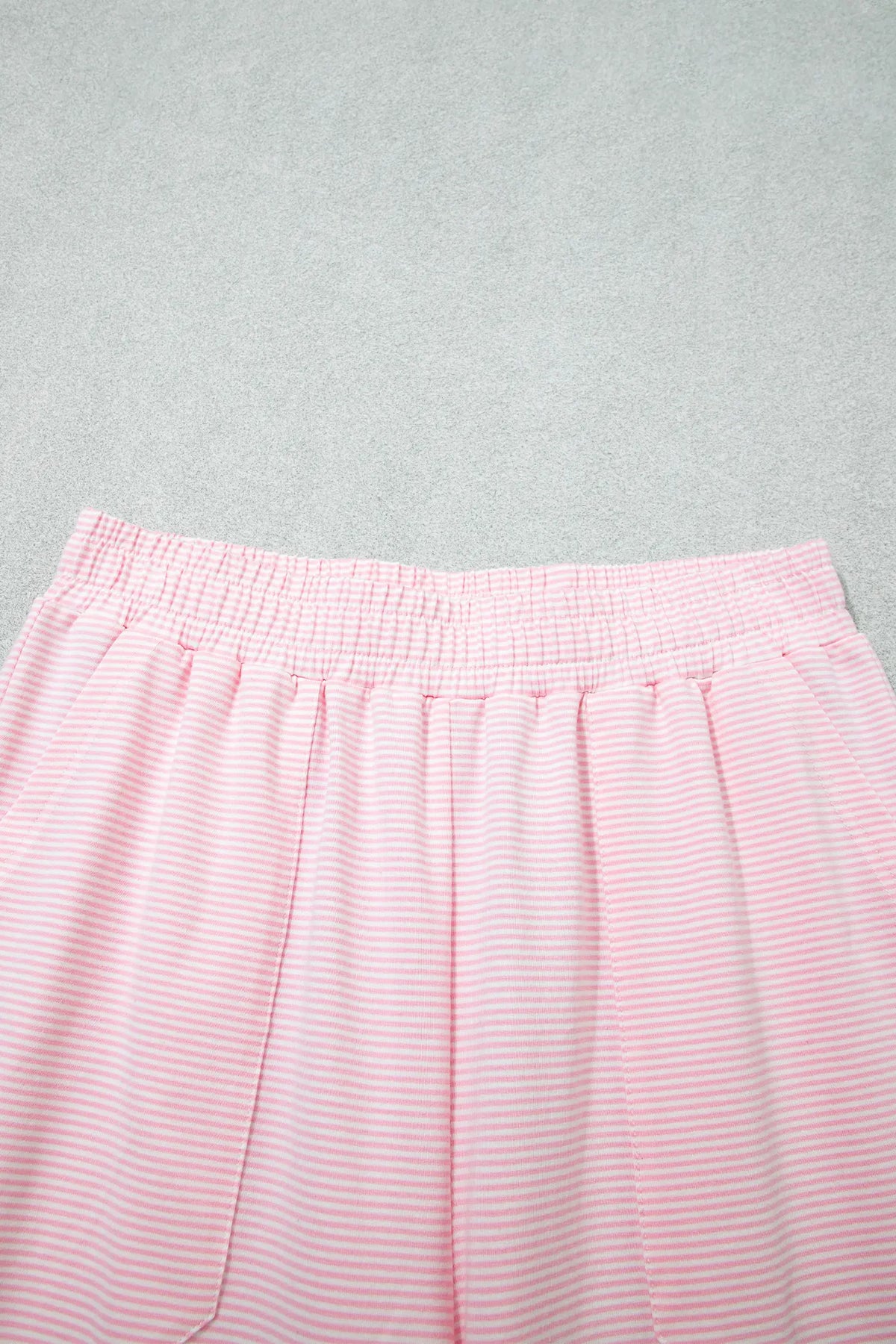 Colour Block Trim Mock Neck Pullover Drawstring Pants Casual Outfit – Pink Stripe