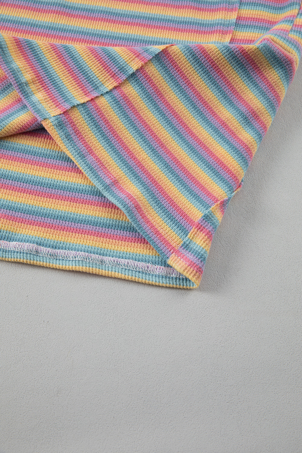 Pink Stripe Crew Neck Tee and Tasseled Drawstring Shorts Set Co-ord eAura