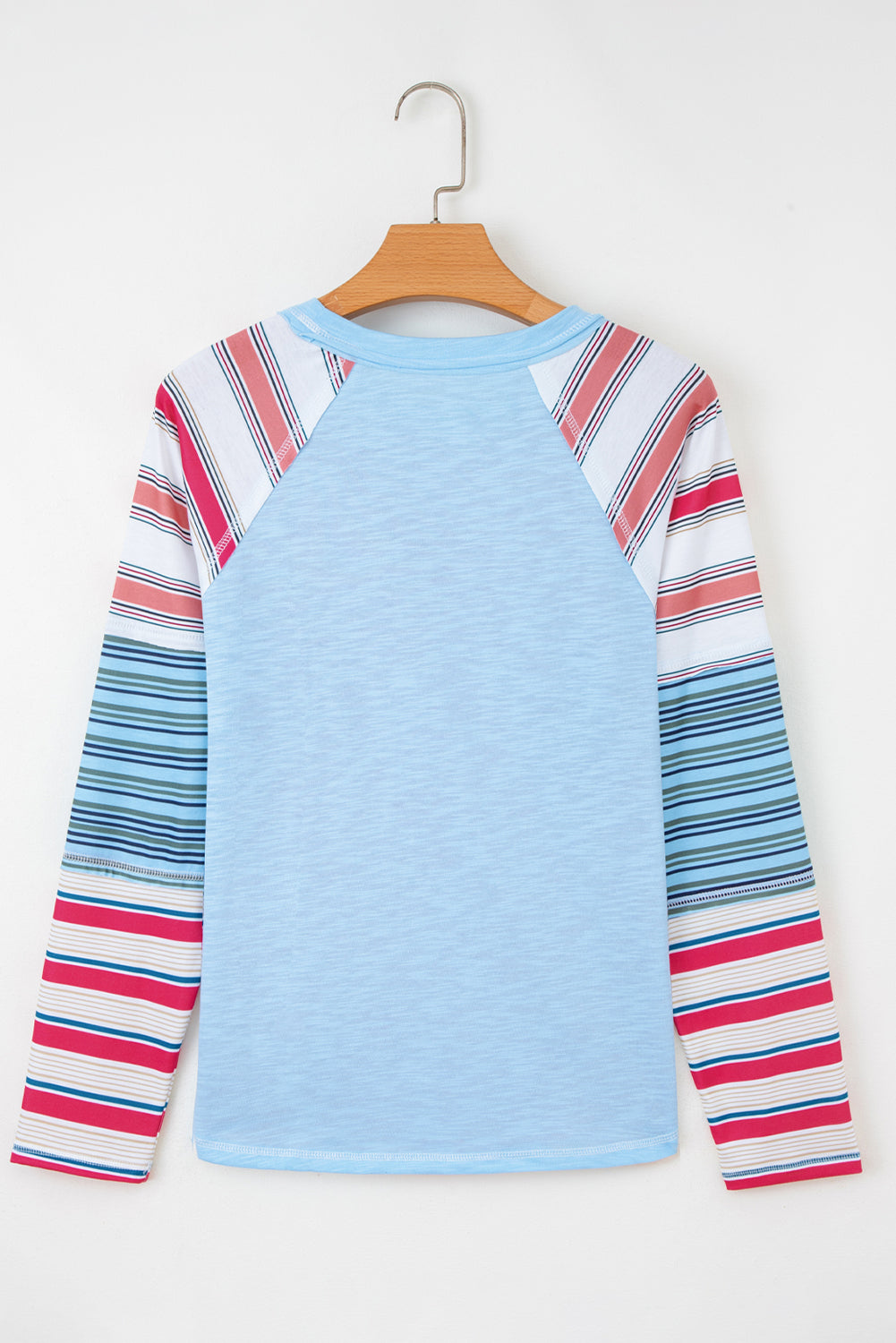 Exposed Seam Striped Long Sleeve Top - eAura
