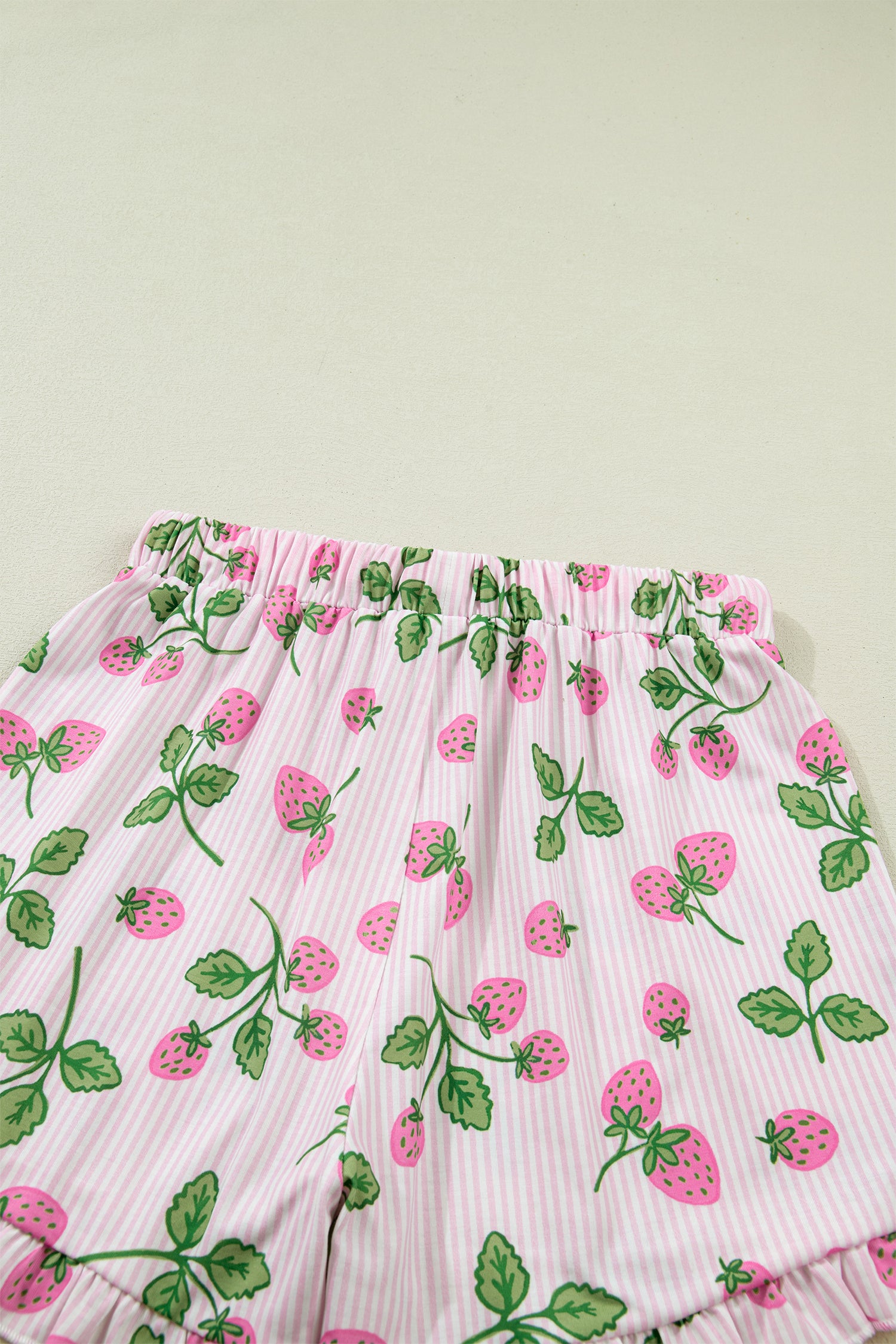 Striped Strawberry Print Pyjama Set – Pink