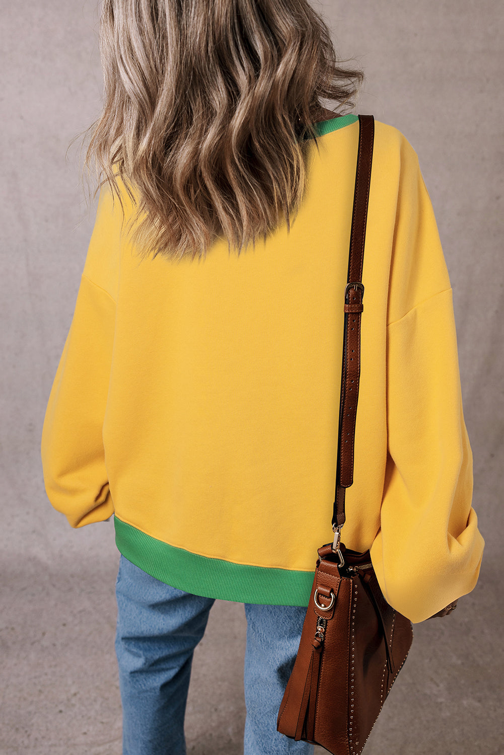 Ginger Colour Block Patch Drop Shoulder Oversized Sweatshirt eAura