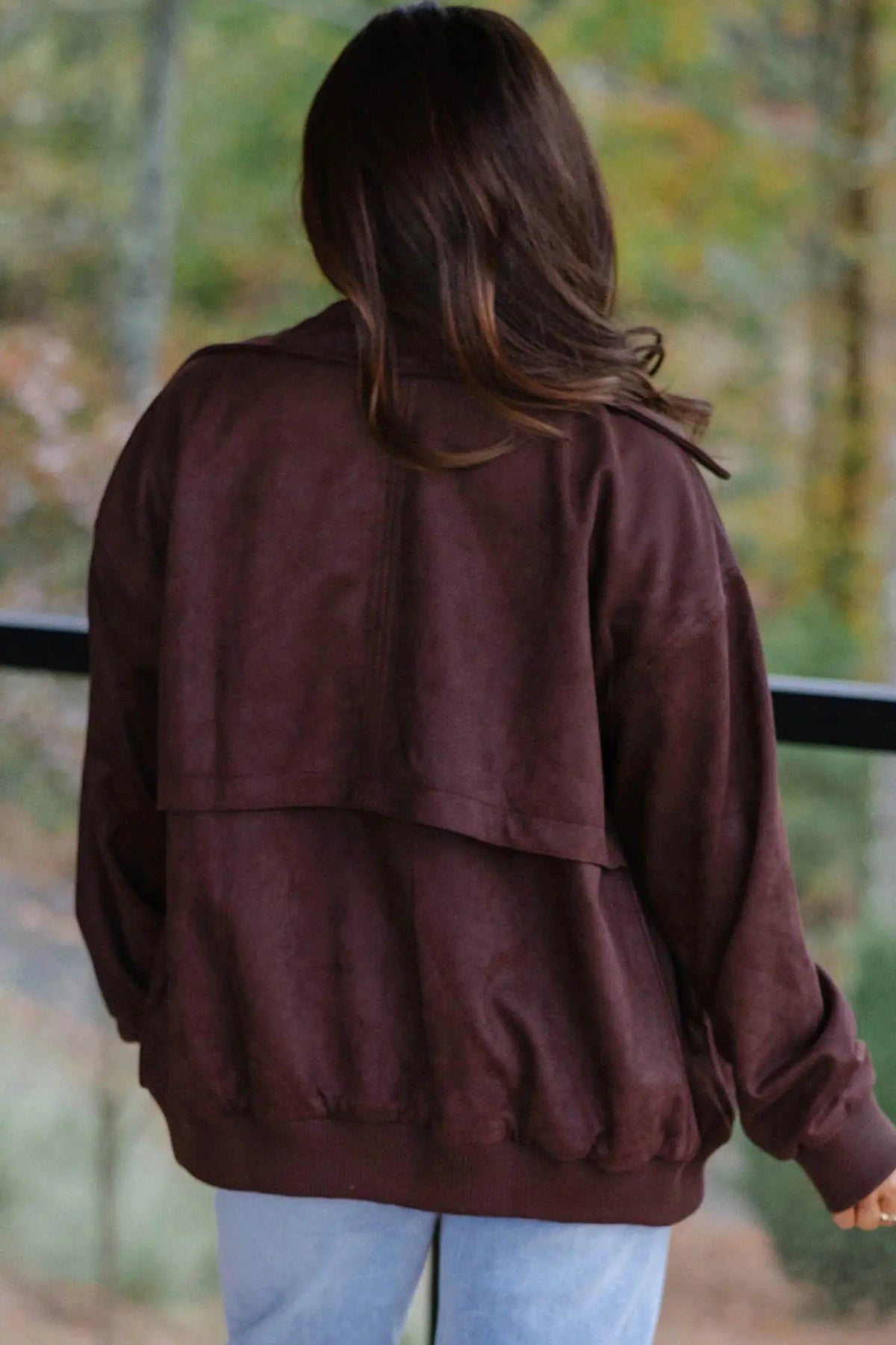 Zip-up Metal Placket Collar Jacket