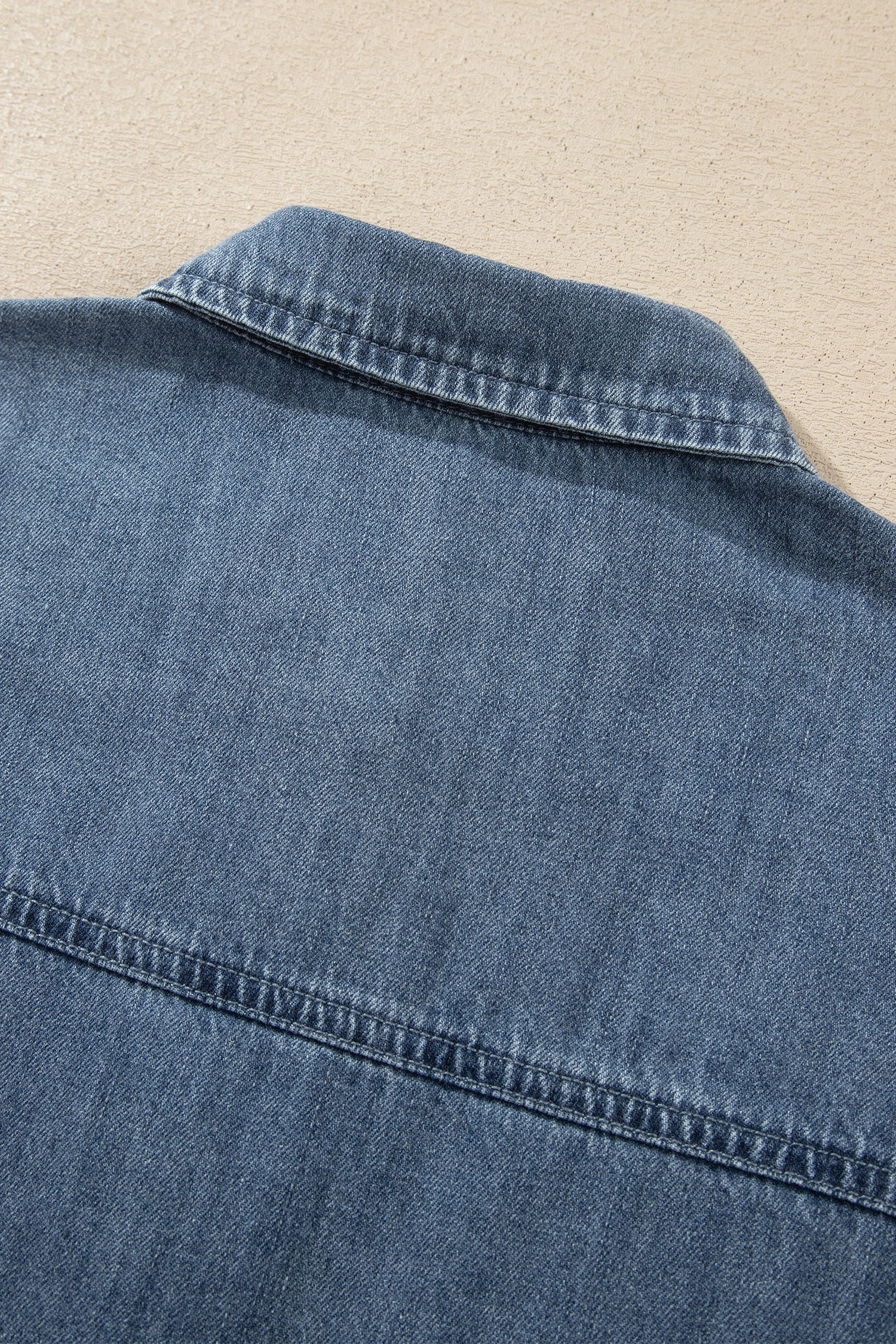 Color Block Pocket Detail Casual Button Down Denim Shirt – Sky Blue