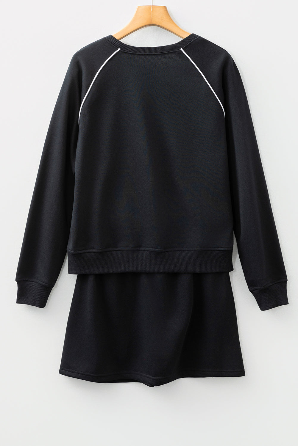 Piping Contrast Crewneck Pullover and Mini Skirt Co-ord Set - eAura