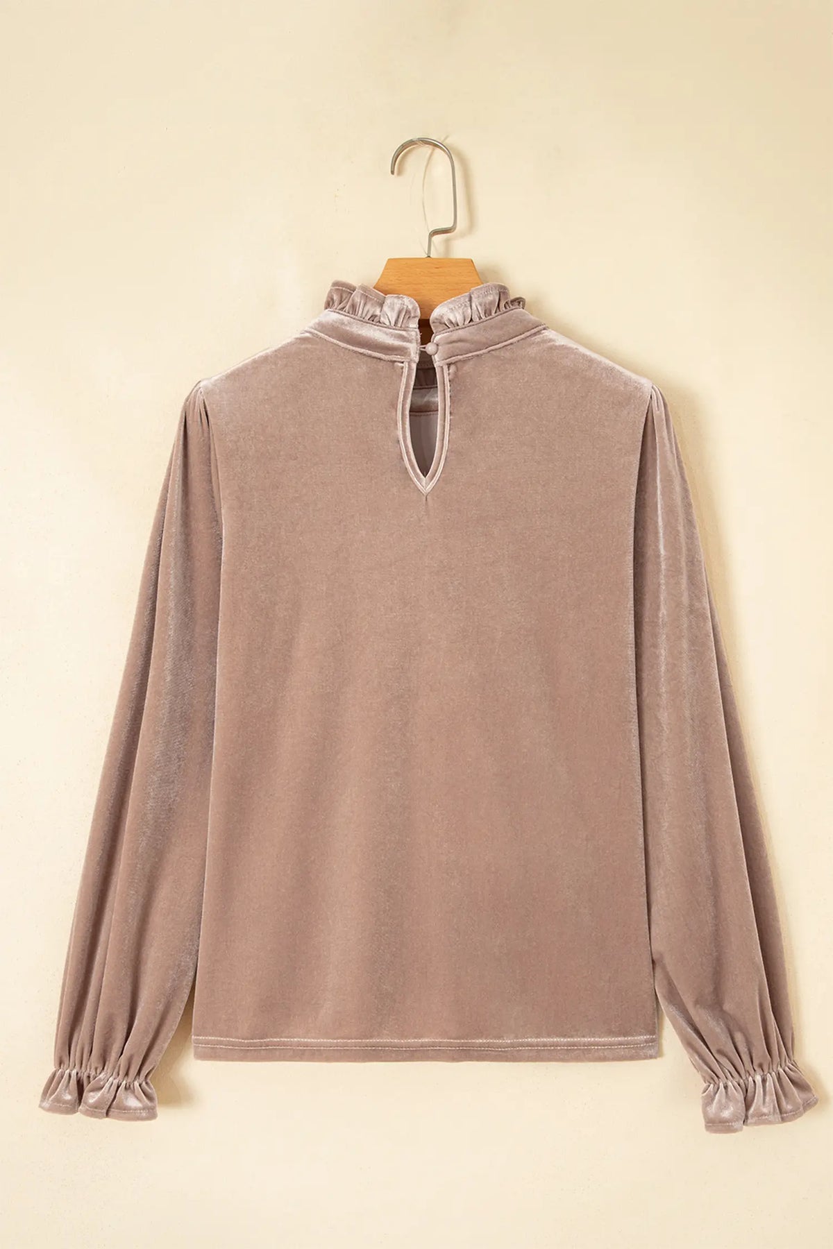 Velvet Top Western Style Long Sleeve Stand Neck