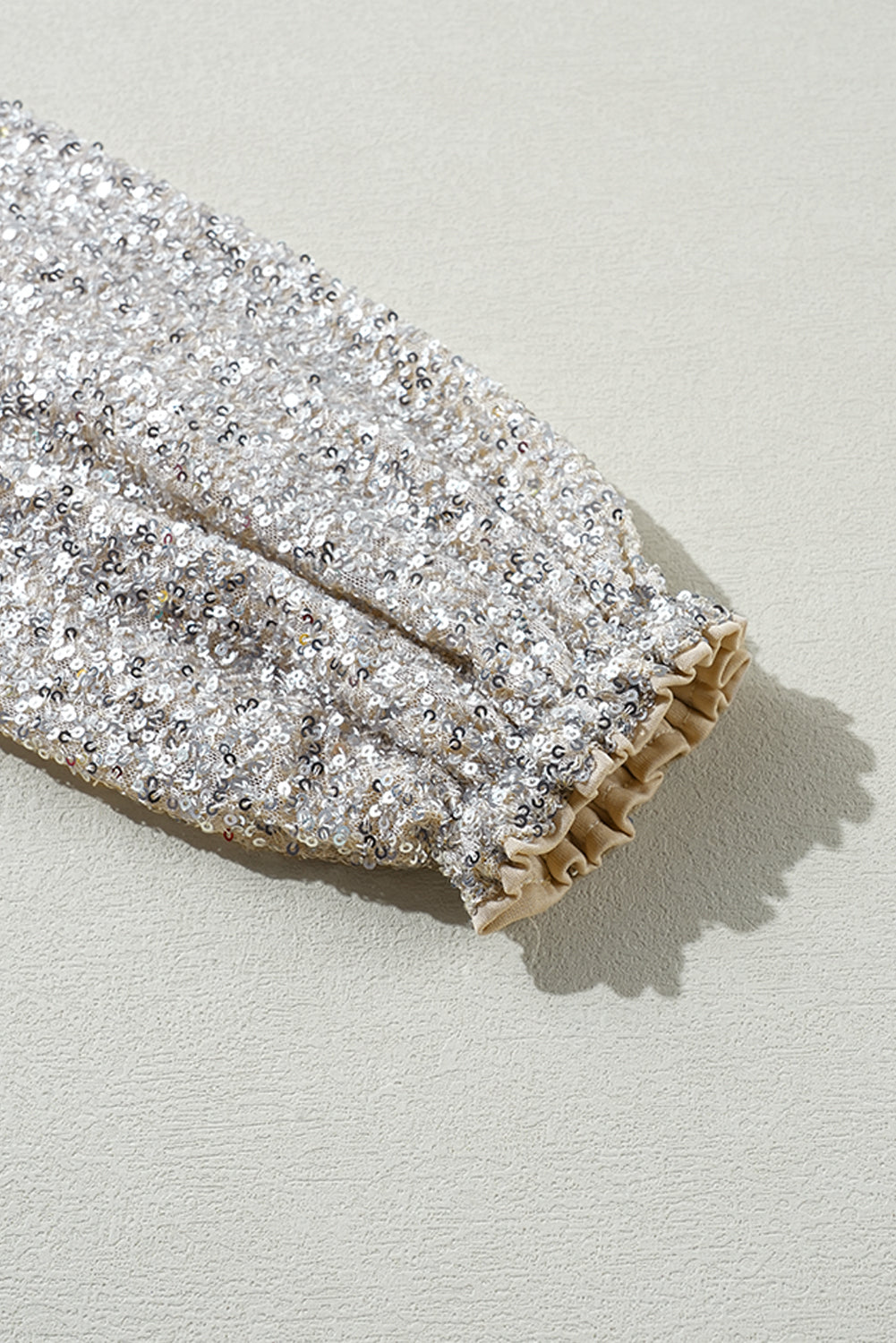 Sequin Puff Sleeve Cutout Back Blouse - eAura