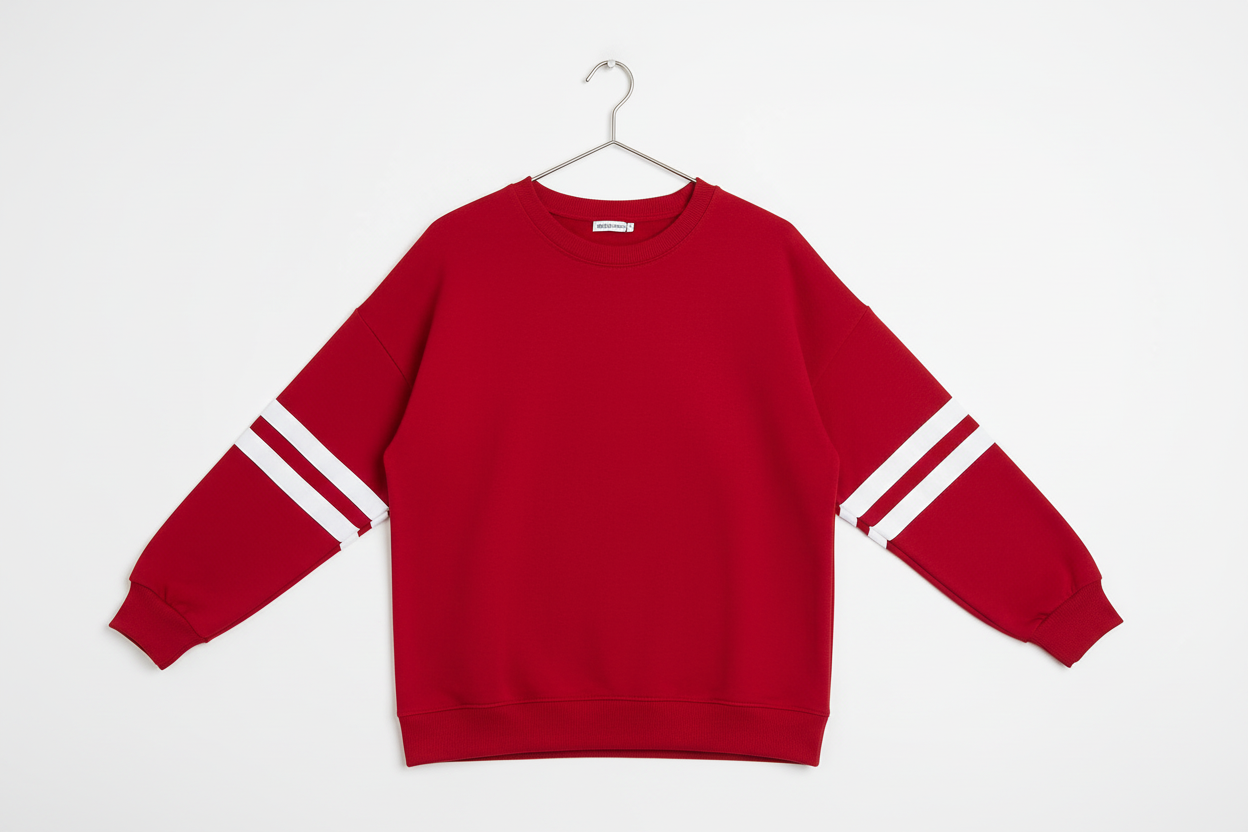 Varsity Striped Detail Crew Neck Plus Size Sweatshirt - Size/Plus Sweatshirts & Hoodies