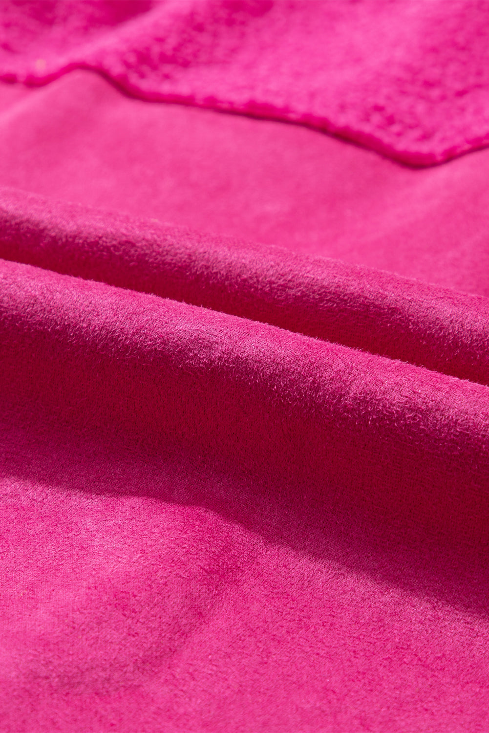 Bright Pink Faux Suede Sherpa Patchwork Button-up Shacket Beagle Boutique Fashion Outlet