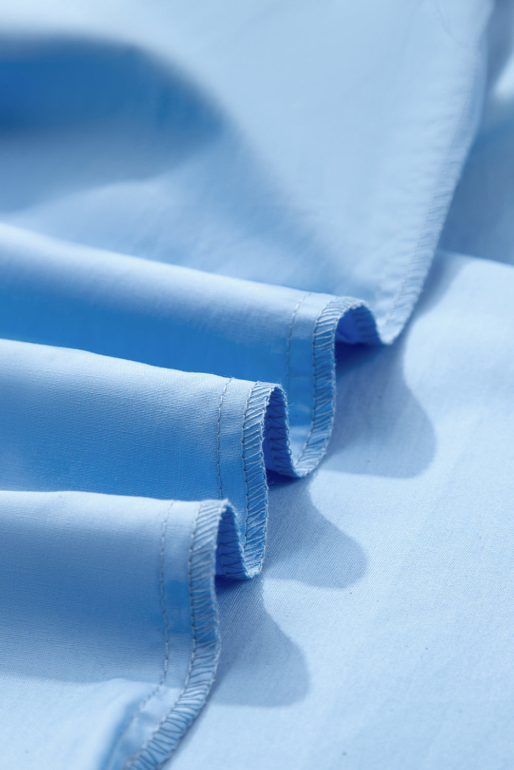 Blue Contrast Notched Neck Frill Detail Short Sleeve Blouse eAura