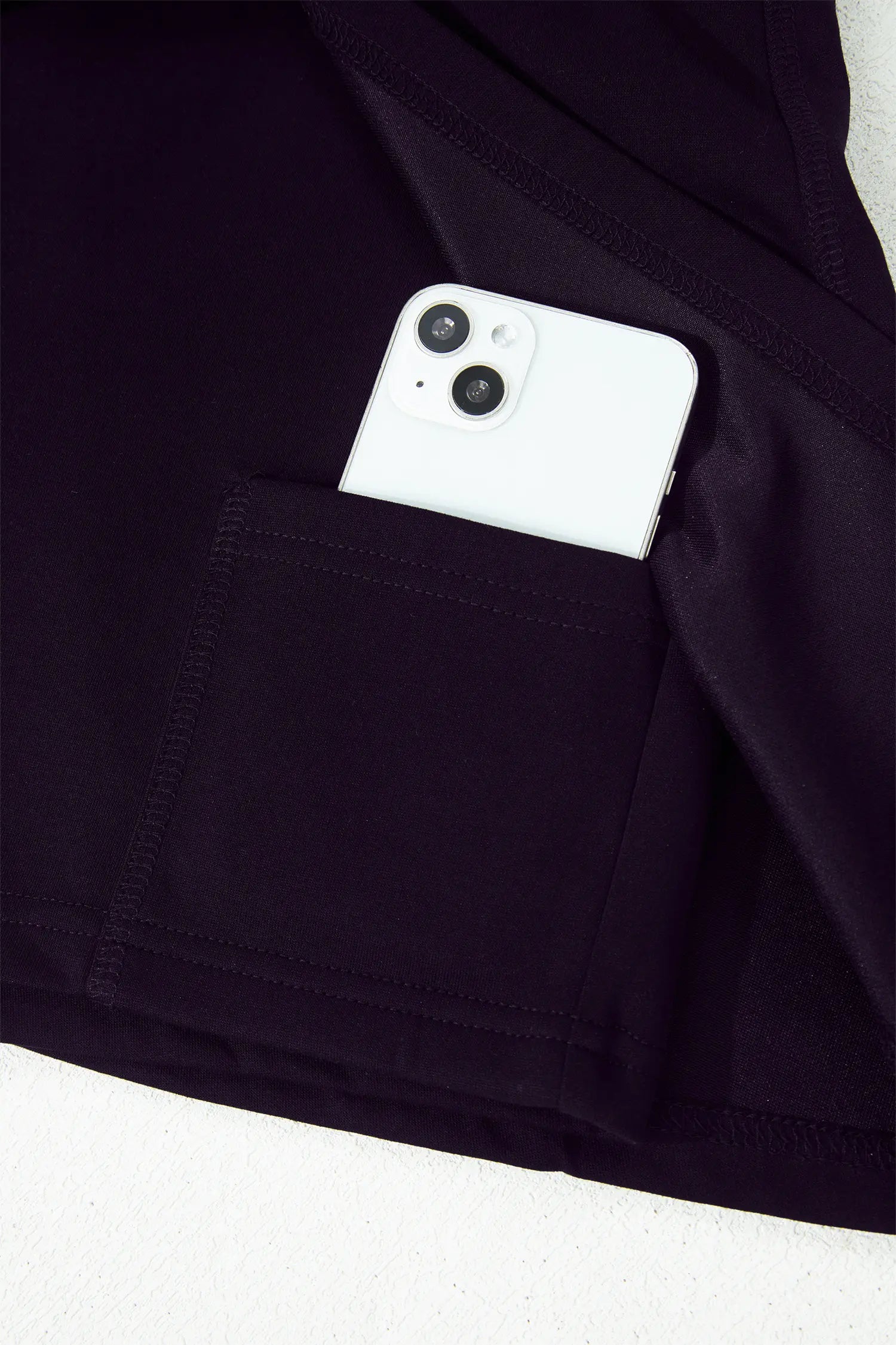 Black Solid Color Wrapped Side Slit Skort