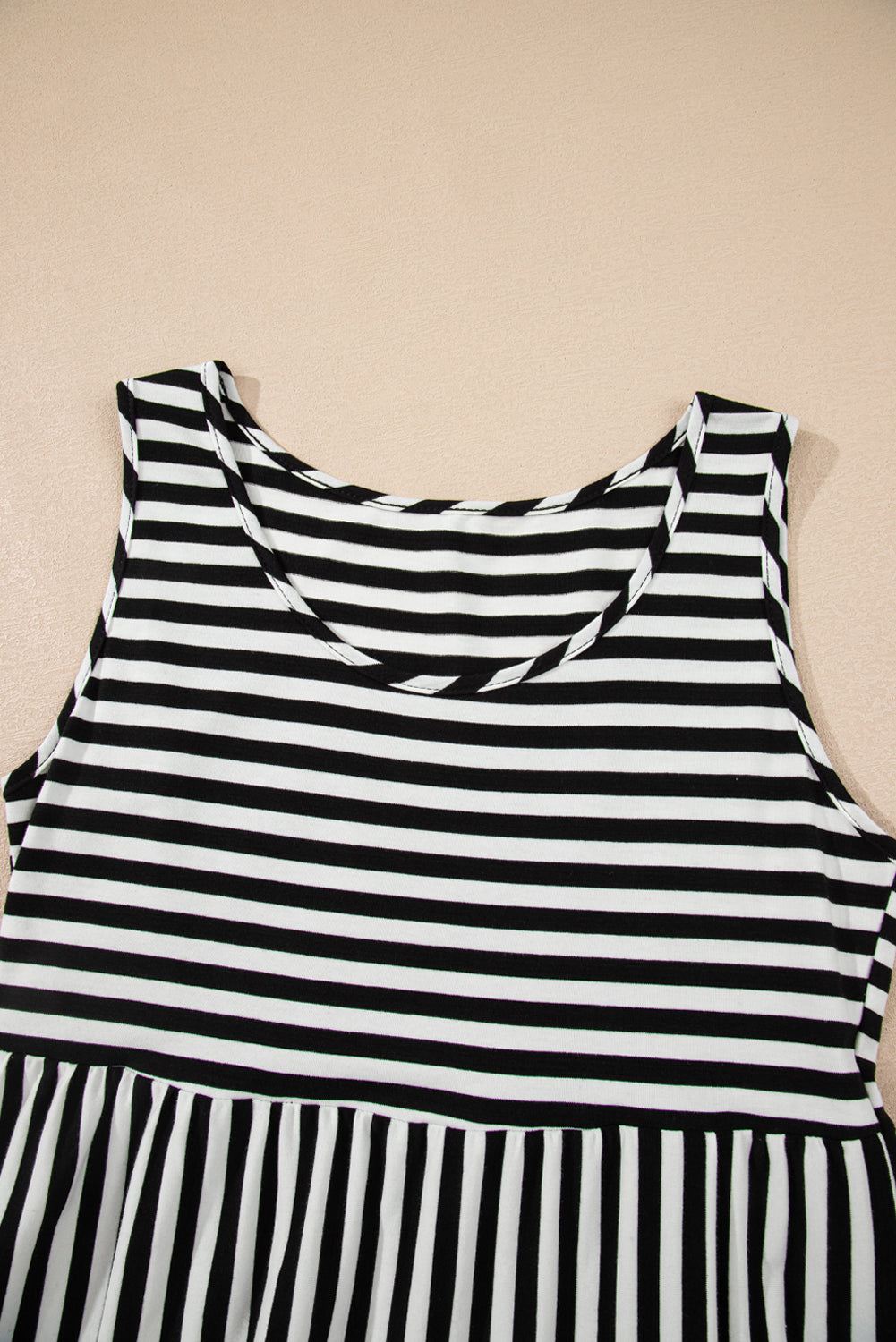 Stripe U-Neck Sleeveless Loose Fit Mini Dress eAura