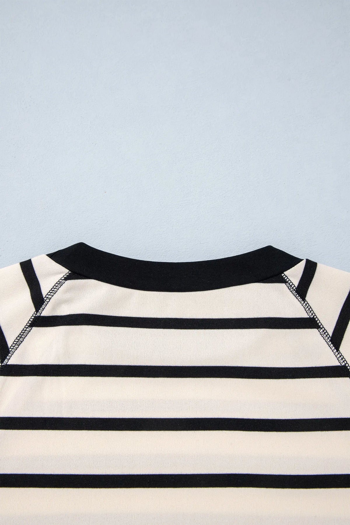 Relaxed Long Sleeve Top Colour Block Detail Drawstring Pant Set – Beige Stripe