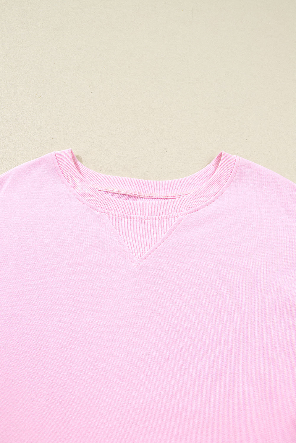 Pink Plus Size Mix Floral Patched Sleeve Ribbed Trim Oversized Sweatshirt - eAura