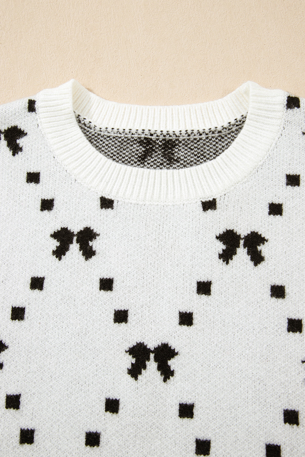 White Bow Pattern Buttoned Side Cropped Sweater Vest eAura