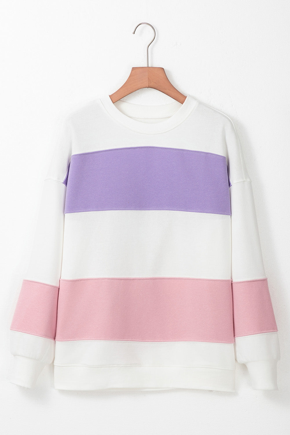 Beige Colourblock Patchwork Drop Shoulder Crewneck Sweatshirt eAura