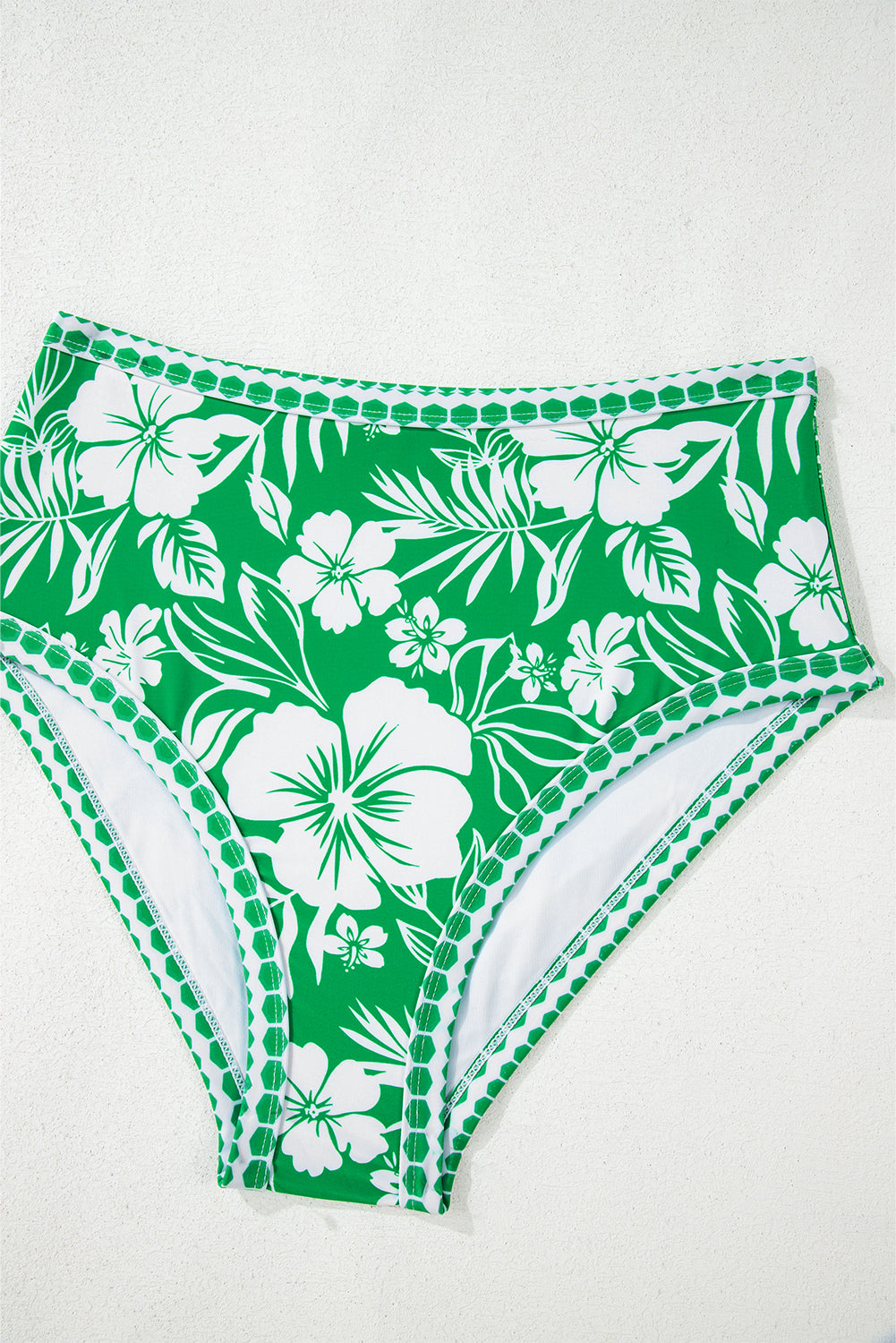 Green Floral Print One Shoulder High Waist Bikini Set eAura