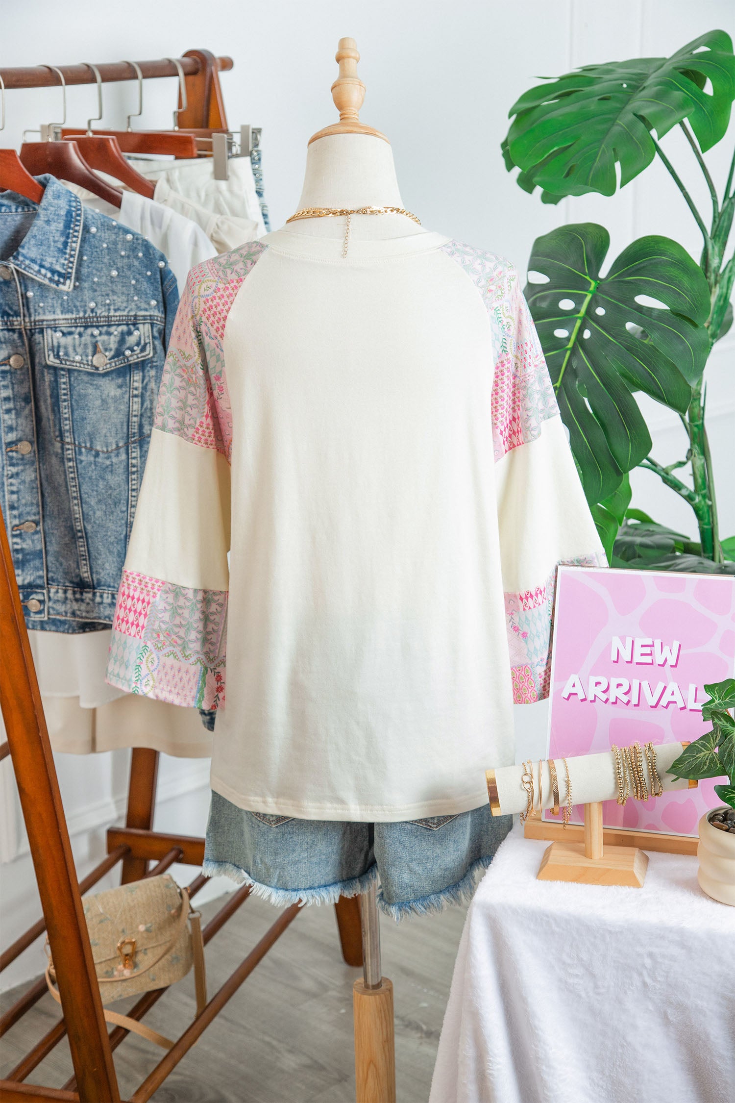 Retro Floral Patchwork Long Sleeve Top