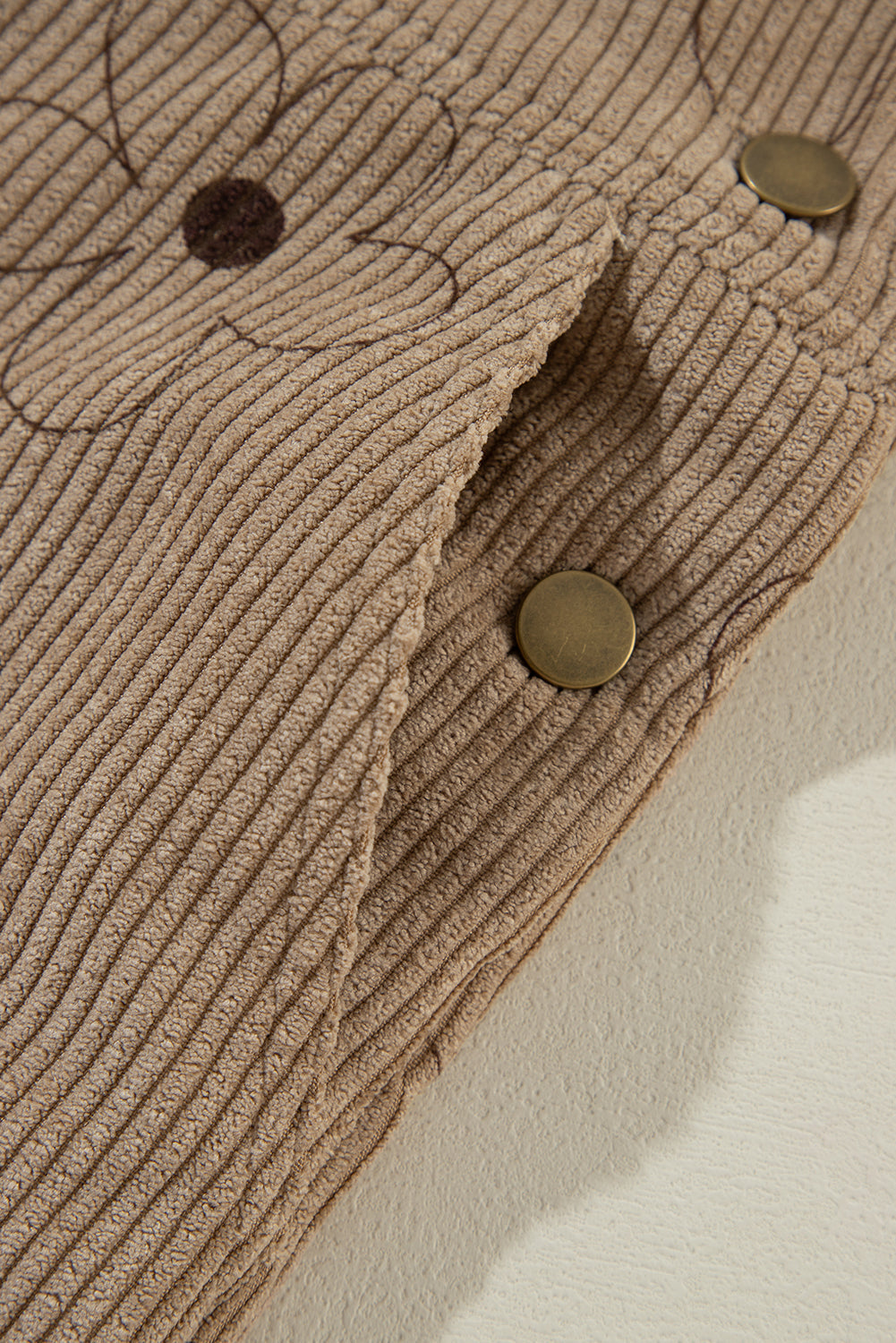 Khaki Flower Print Corduroy Overalls eAura