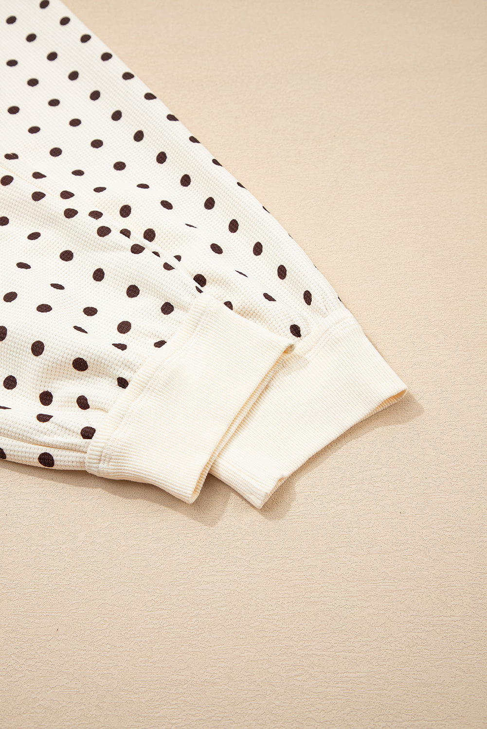 White Polka Dot Print Long Sleeve Top and Drawstring Bottoms Pyjamas eAura