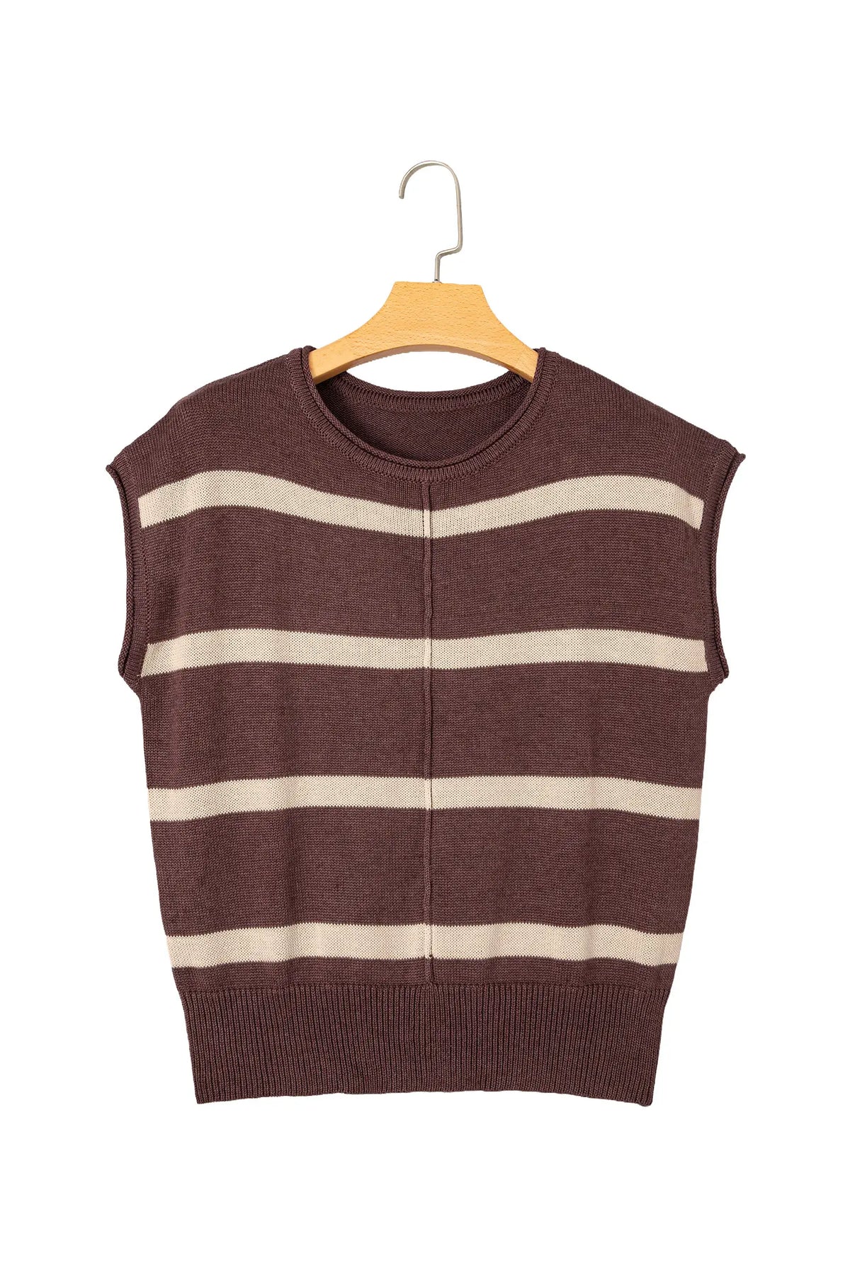 Knit Western Short Sleeve Sweater – Brown Stripe