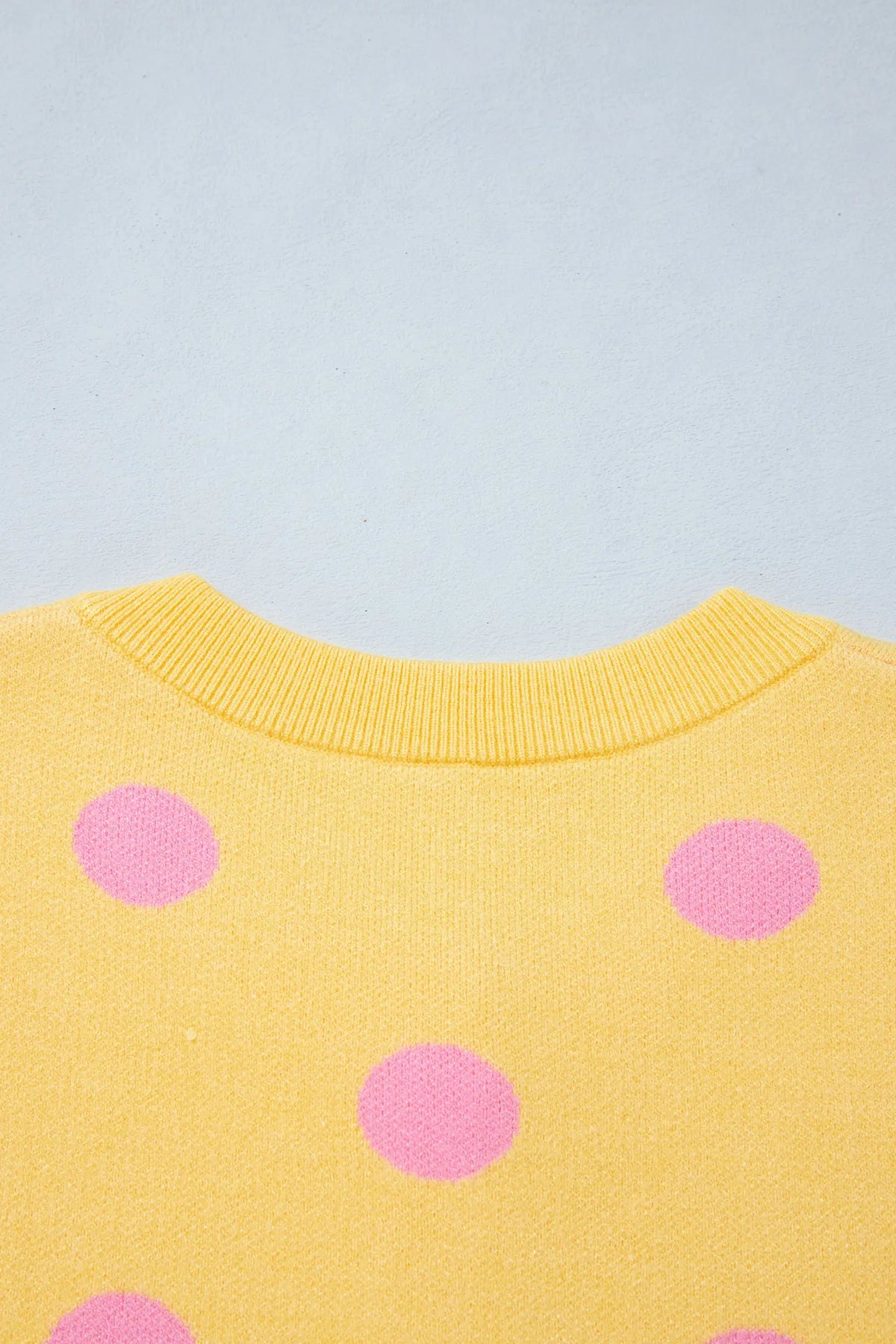 Casual Polka Dot Button Front Long Sleeve Sweater Cardigan – Yellow