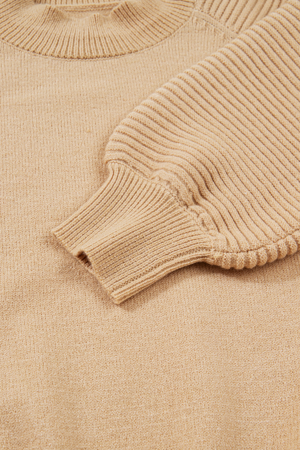 High Neck Puff Sleeve Sweater and Pleated Mini Skirt Co-ord Knit Outfit - eAura
