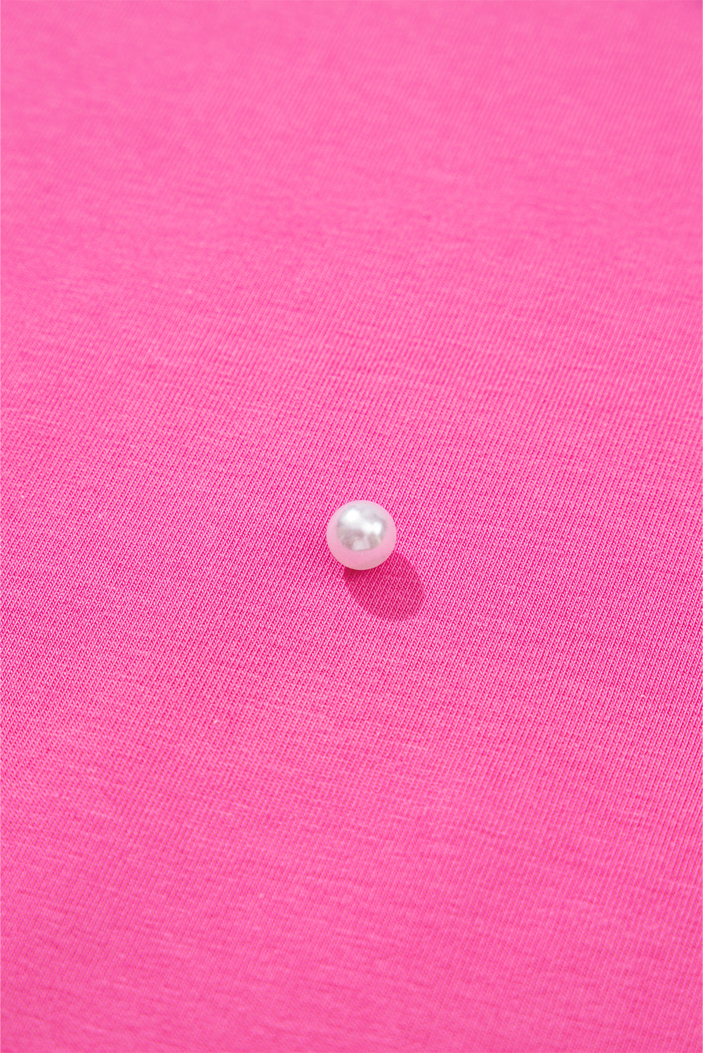 Bright Pink Pearl Beaded Drop Shoulder Crewneck T Shirt - eAura