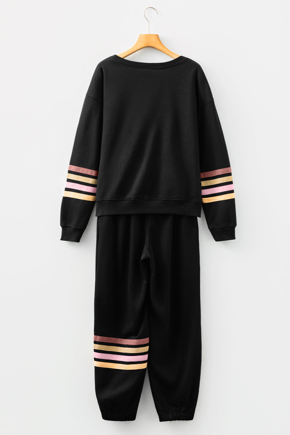 Striped Drop Shoulder Pullover and Joggers - eAura