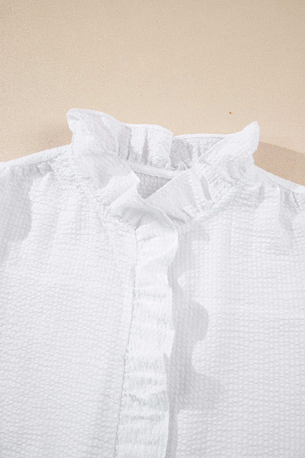 Striped Ruffle Short Bubble Sleeve Shirt eAura