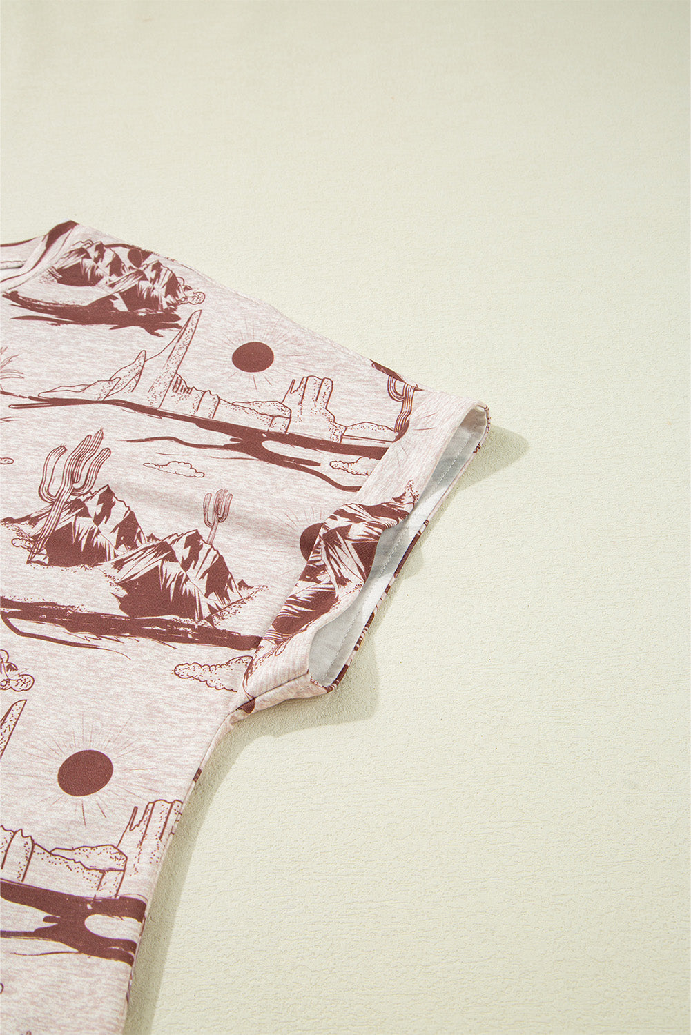 Brown Desert Sand Print Short Sleeve Knit Top eAura