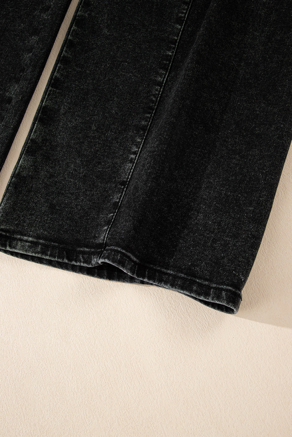 Pleated Wide Leg Mineral Wash Denim Pants - eAura