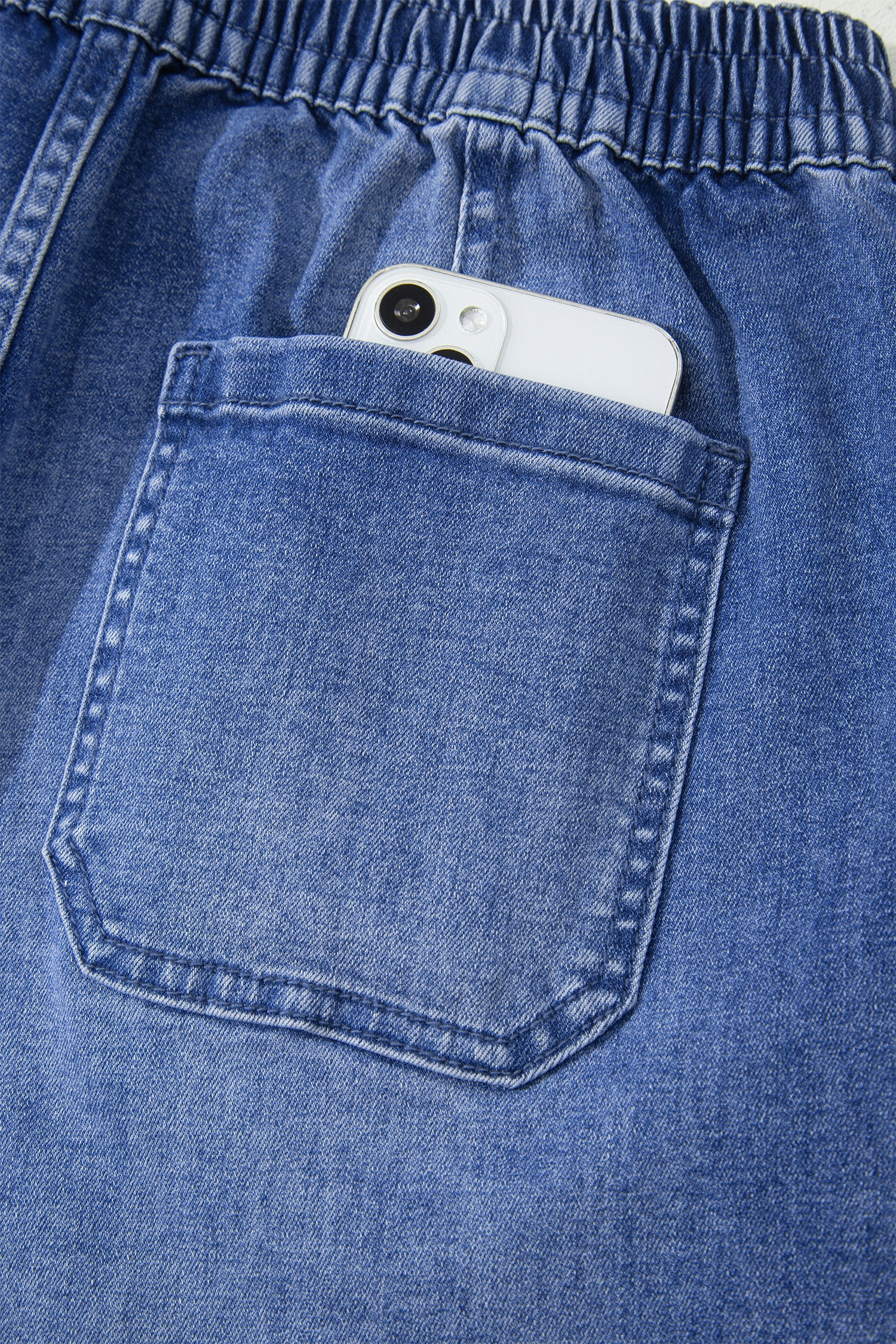 Drawstring Waist Ankle Length Casual Jeans Regular Fit Pocket Detail Denim Pants – Ashleigh Blue
