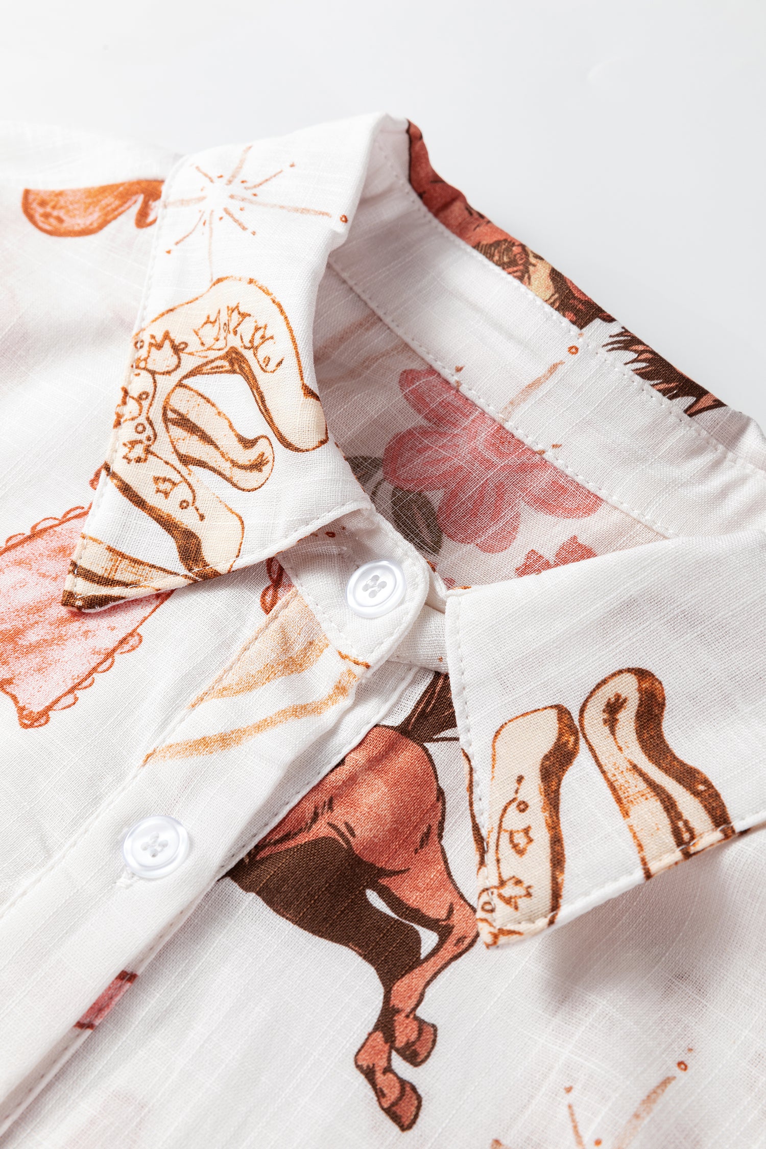 White Rodeo Cowgirl Print Western Button up Shirt - Tops/Blouses & Shirts